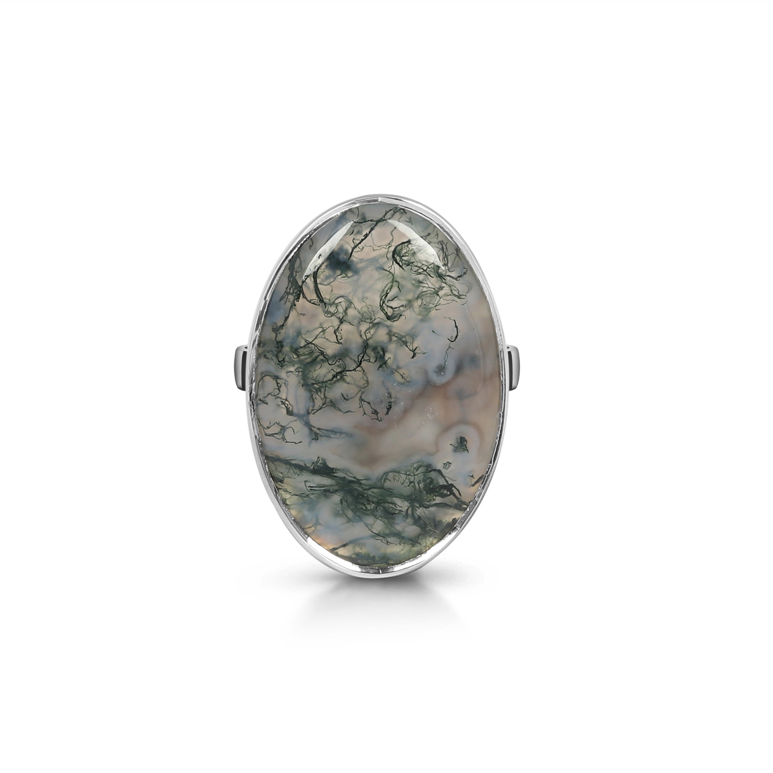 Premium Moss Agate Adjustable Ring - Elegant Statement Jewelry