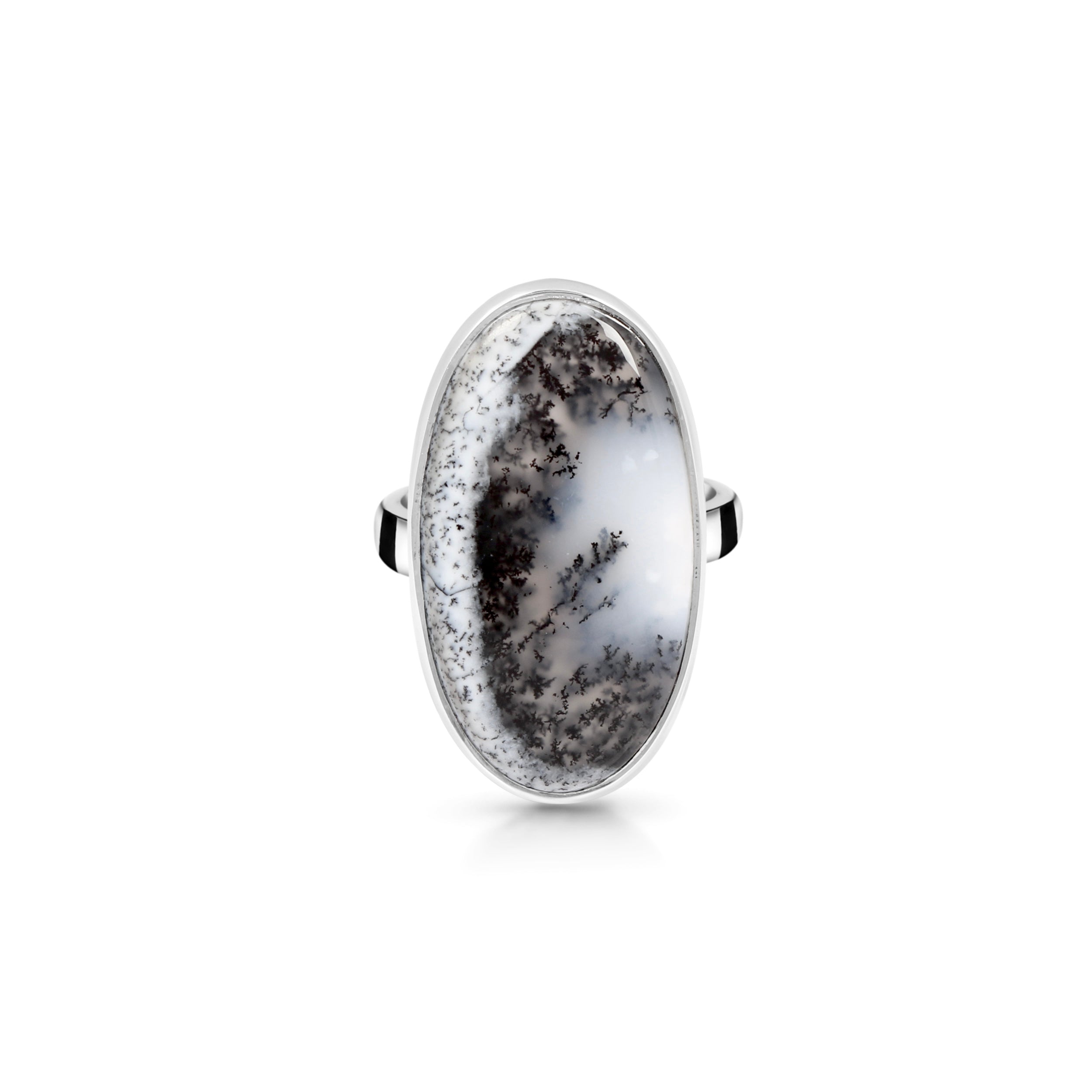 Premium Dendritic Agate Adjustable Ring - Elegant Statement Jewelry