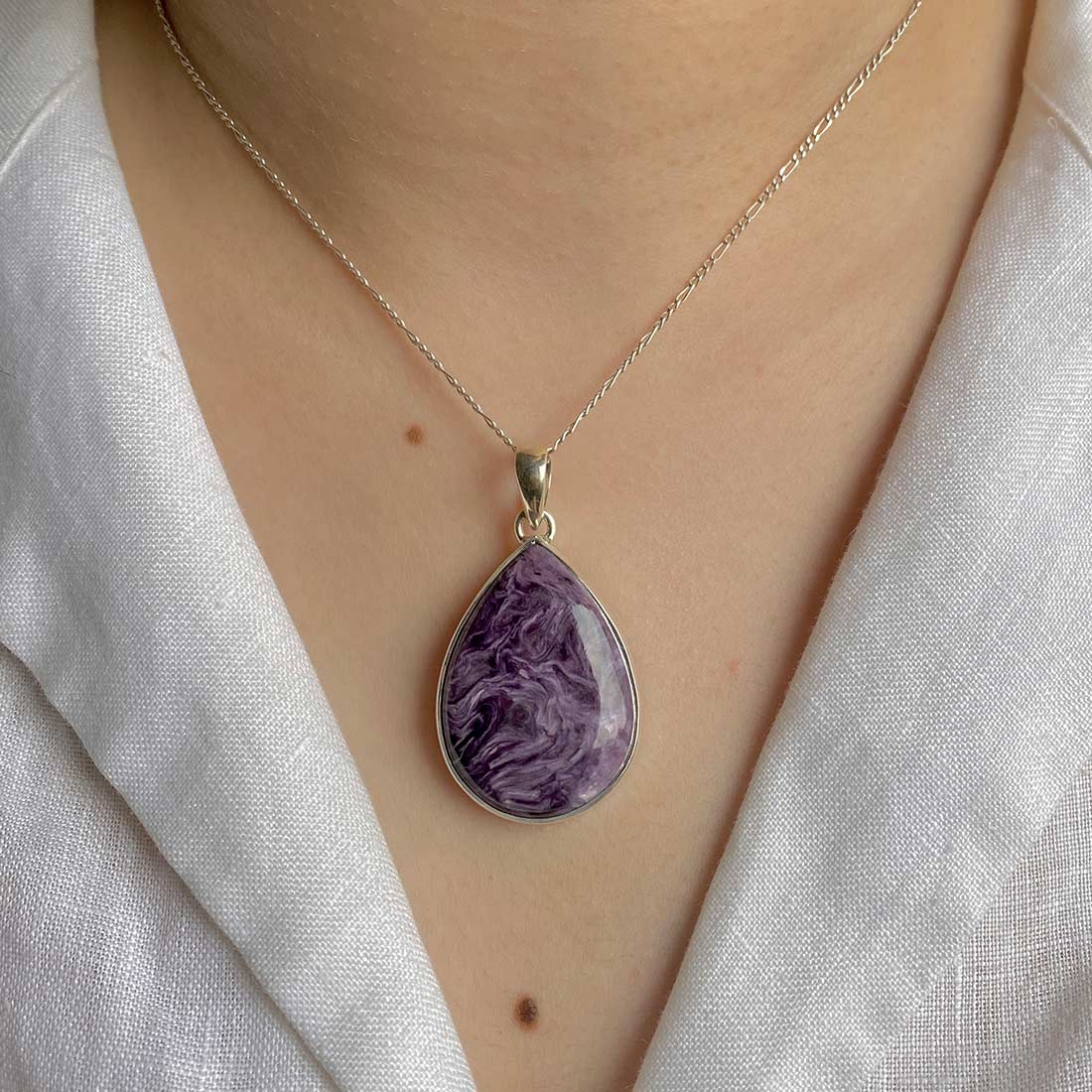 Premium Charoite Pendant - Elegant Purple Stone Jewelry (CHR-P-19)