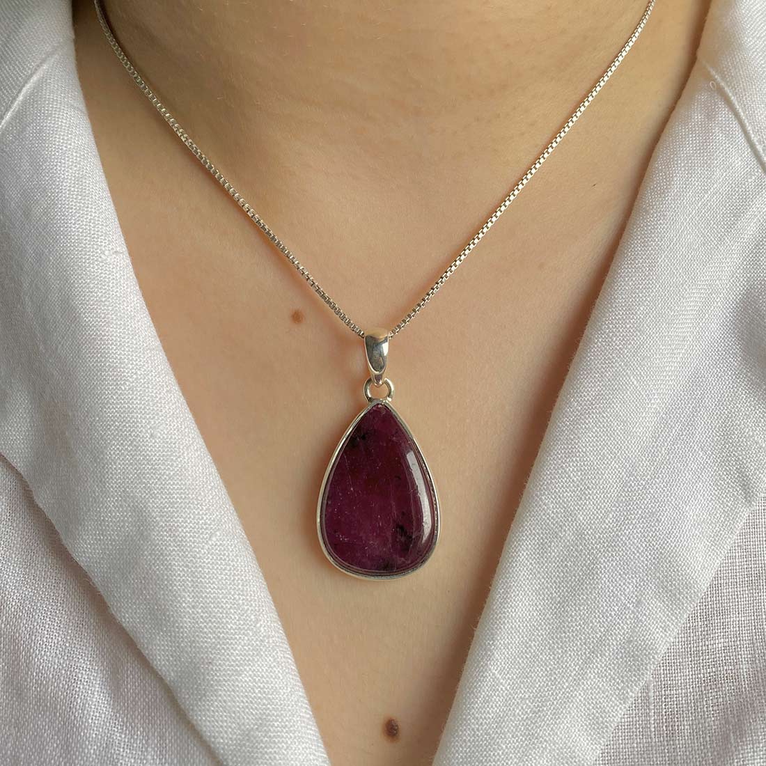 Premium Pink Ruby Zoisite Silver Pendant - Elegant Statement Jewelry