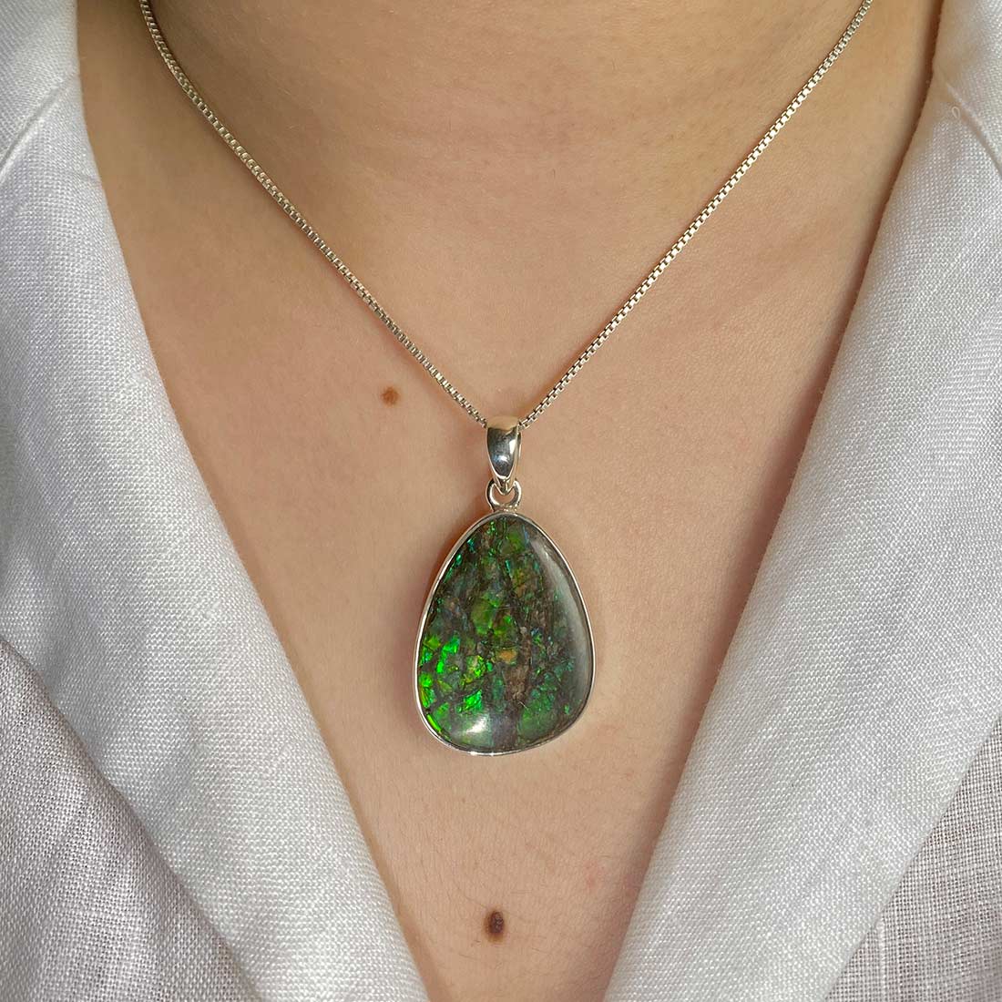 Premium Ammolite Statement Pendant - AML-P-15 | Sagacia Jewelry