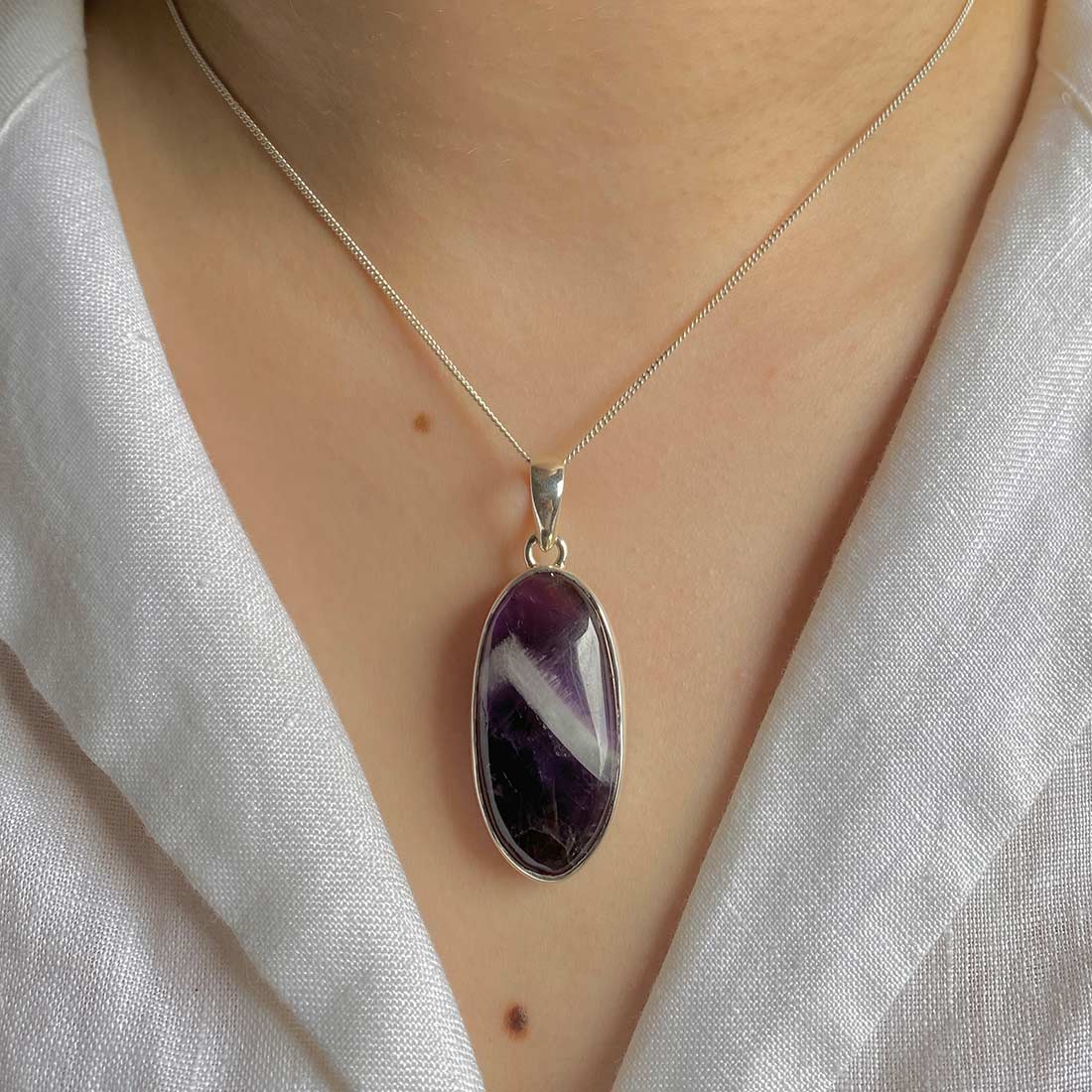 Premium Amethyst Lace Agate Pendant - Elegant Statement Jewelry