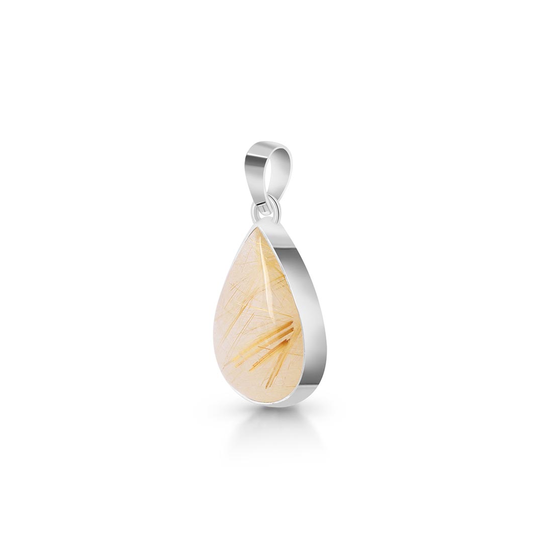 Premium Golden Rutile Pendant - Elegant Sterling Silver Jewelry (GDR-P-8)