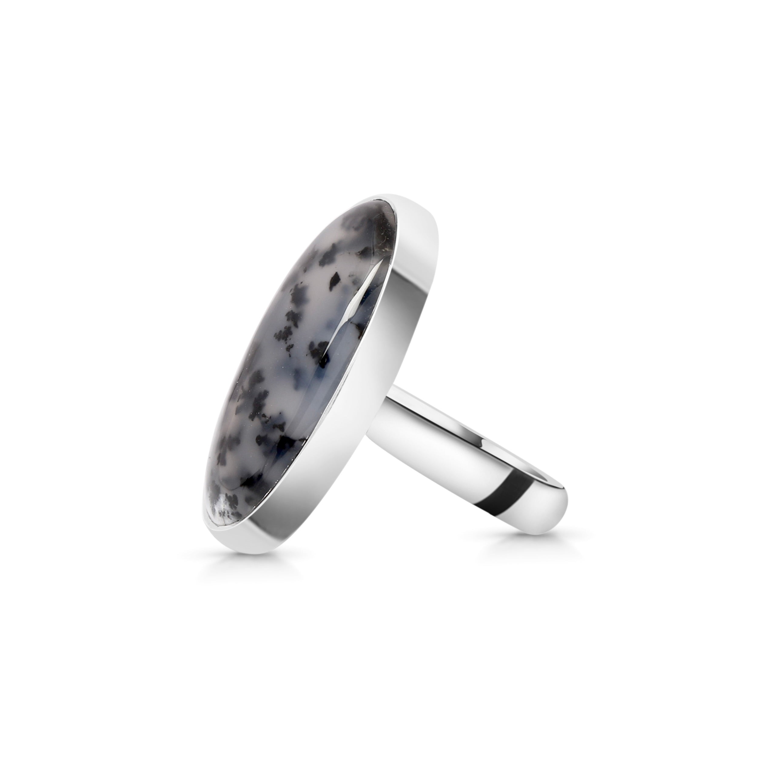 Premium Dendritic Agate Statement Ring - Elegant Adjustable Design (DDA-R-18)