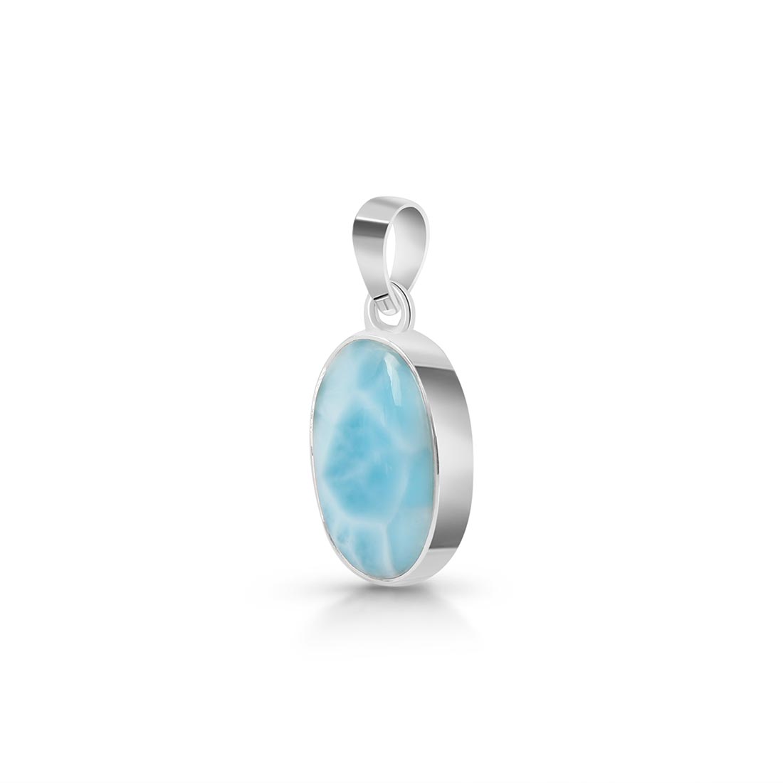 Premium Larimar Statement Pendant - Elegant Ocean Blue Design (LAR-P-27)