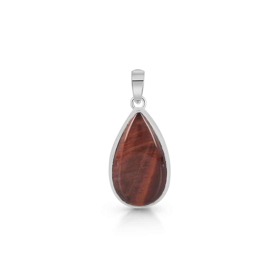 Premium Red Tiger Eye Pendant - 925 Sterling Silver (RTE-P-15)