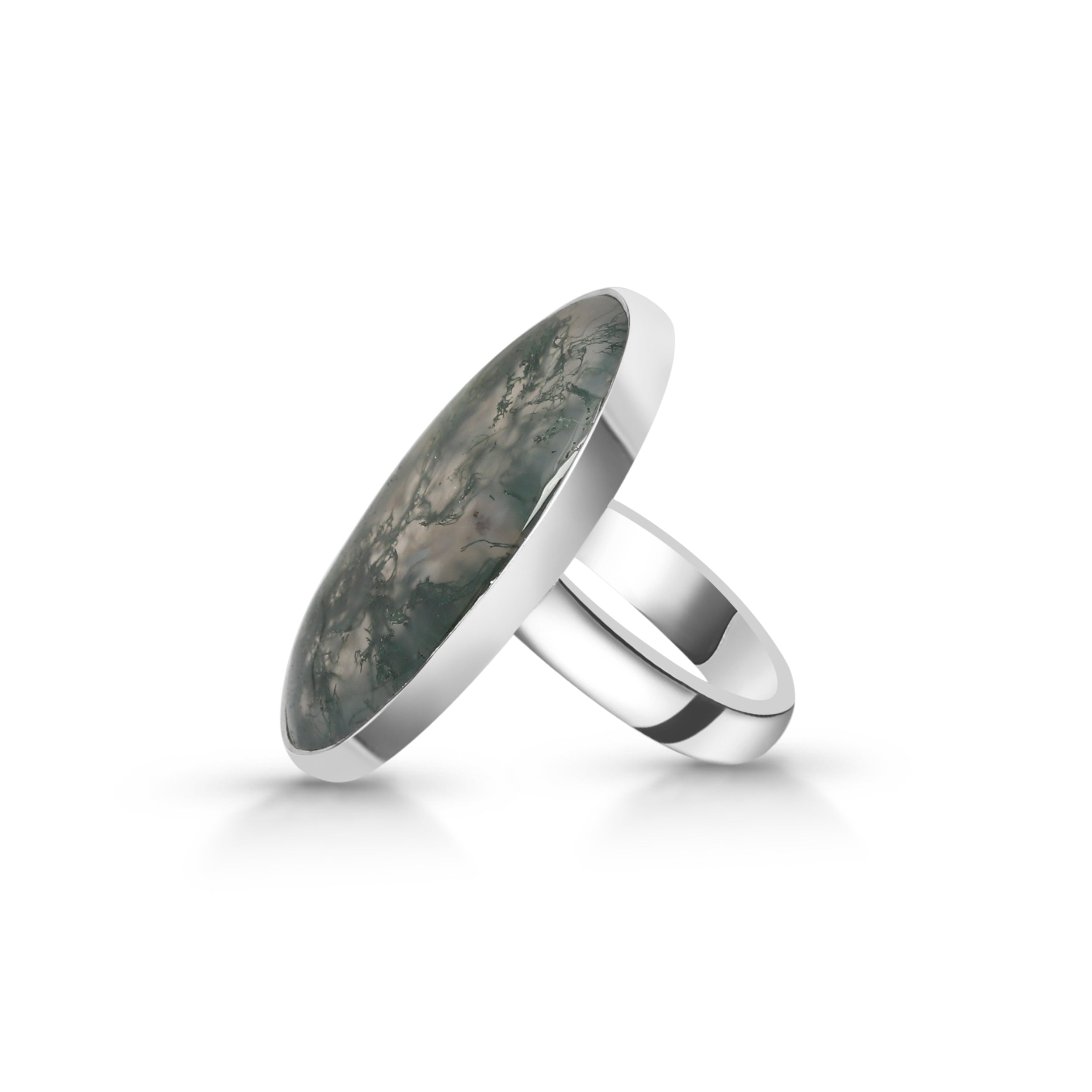 Premium Moss Agate Adjustable Ring - Elegant Statement Jewelry