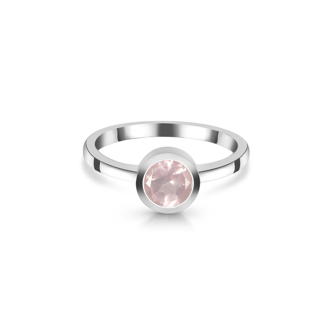 Premium Rose Quartz Ring - Elegant Sterling Silver Jewelry (RSQ-SR-237)