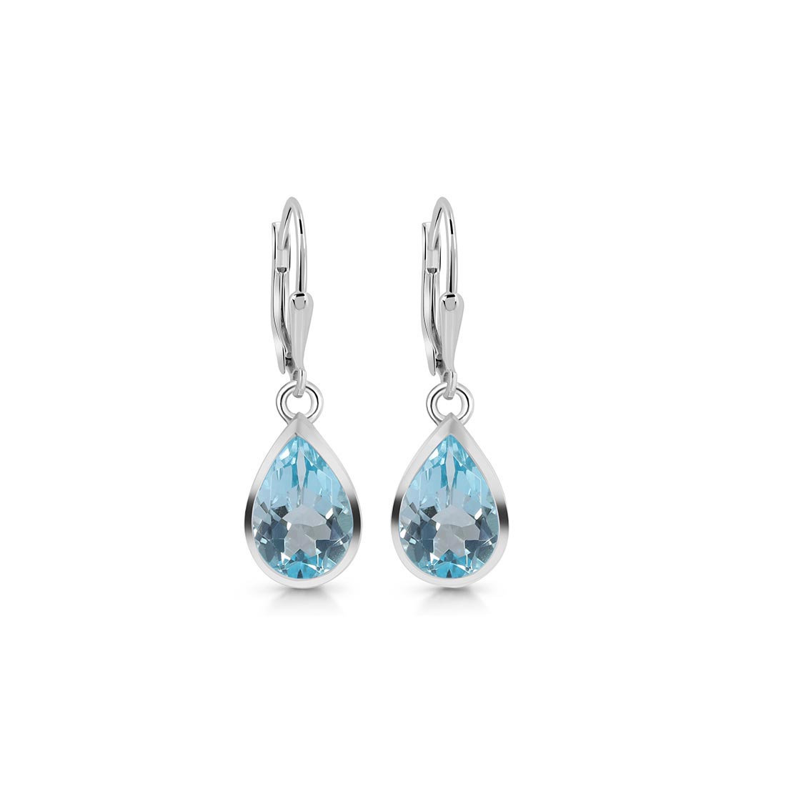 Premium Blue Topaz Leverback Earrings - Elegant BTZ-SE-707