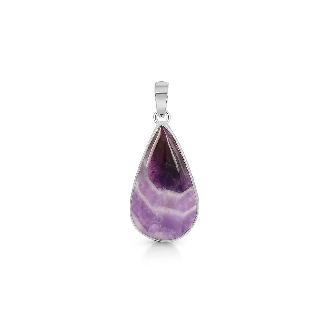 Premium Amethyst Lace Agate Pendant - Elegant Silver Jewelry