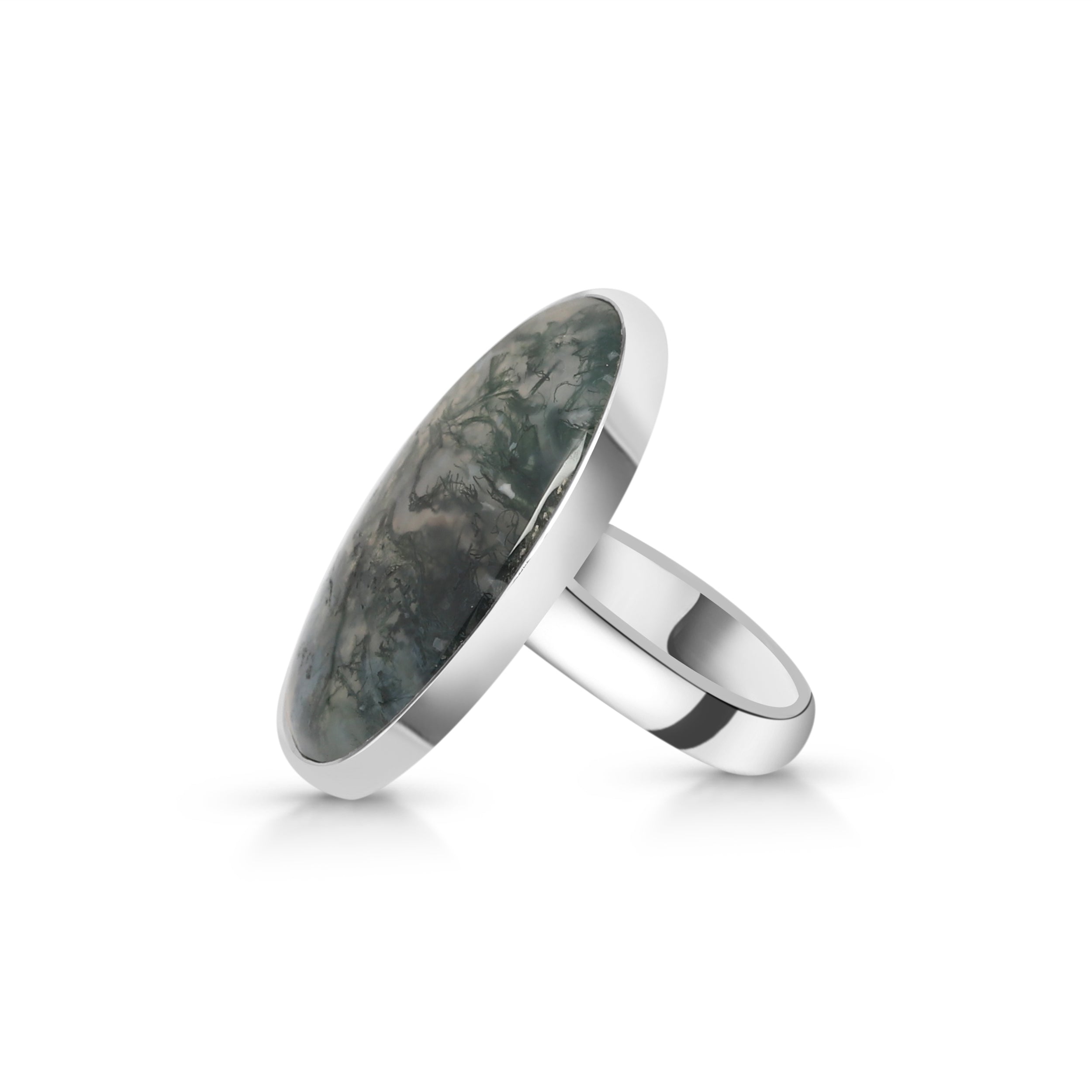 Premium Moss Agate Adjustable Ring - MOA-R-21 | Elegant Statement Jewelry