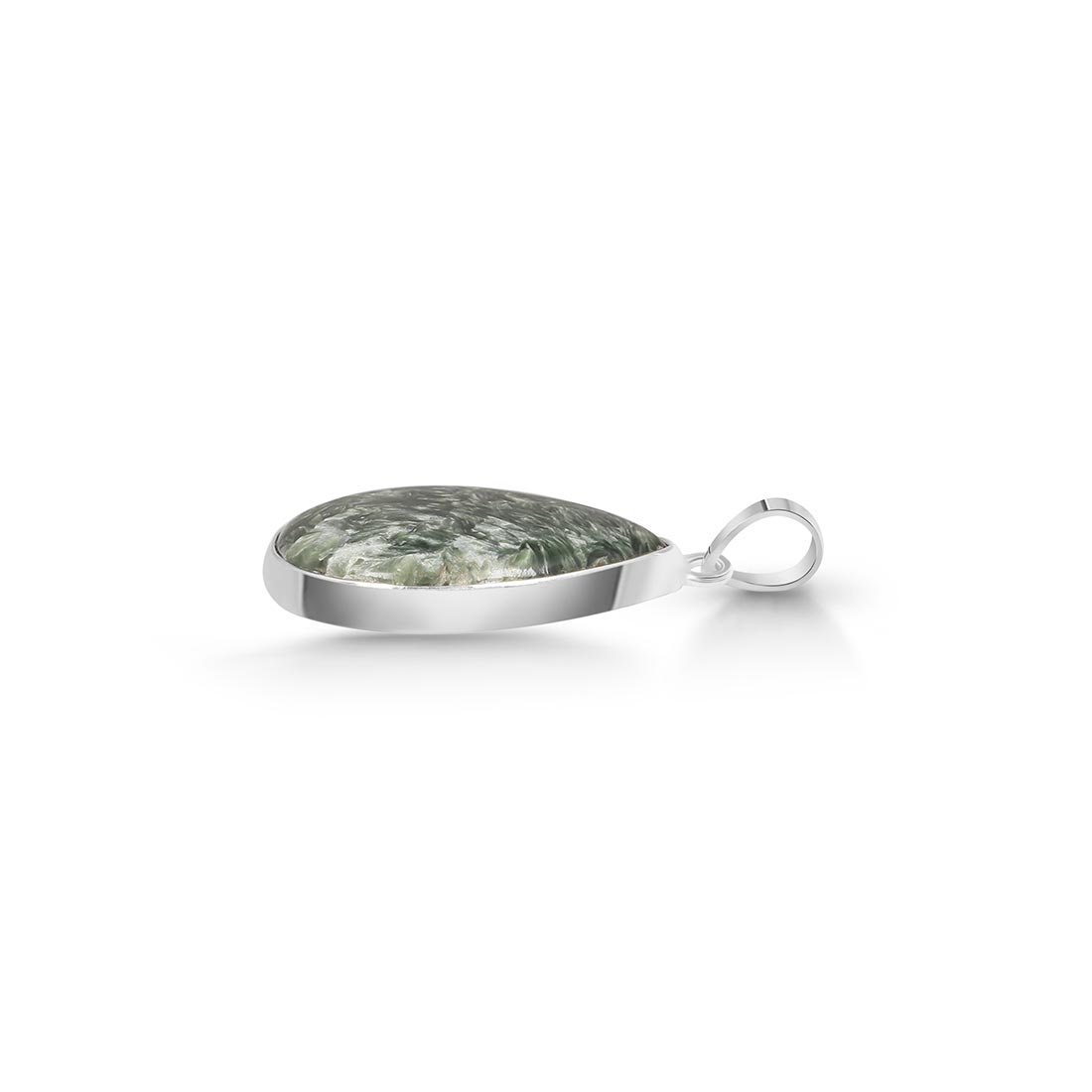 Premium Seraphinite Silver Pendant - Elegant Statement Jewelry