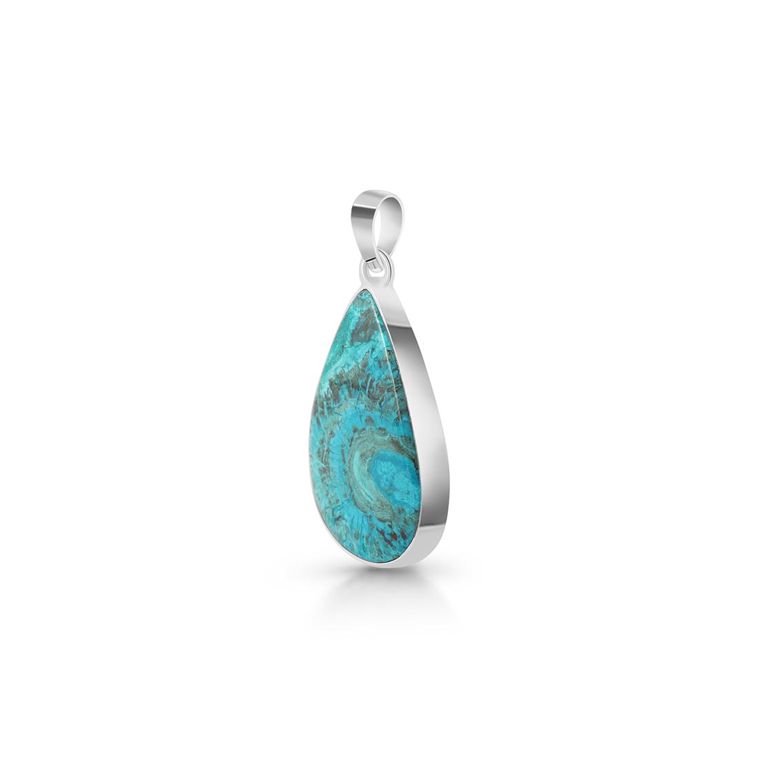 Premium Shattuckite Statement Pendant - Elegant 925 Sterling Silver Jewelry