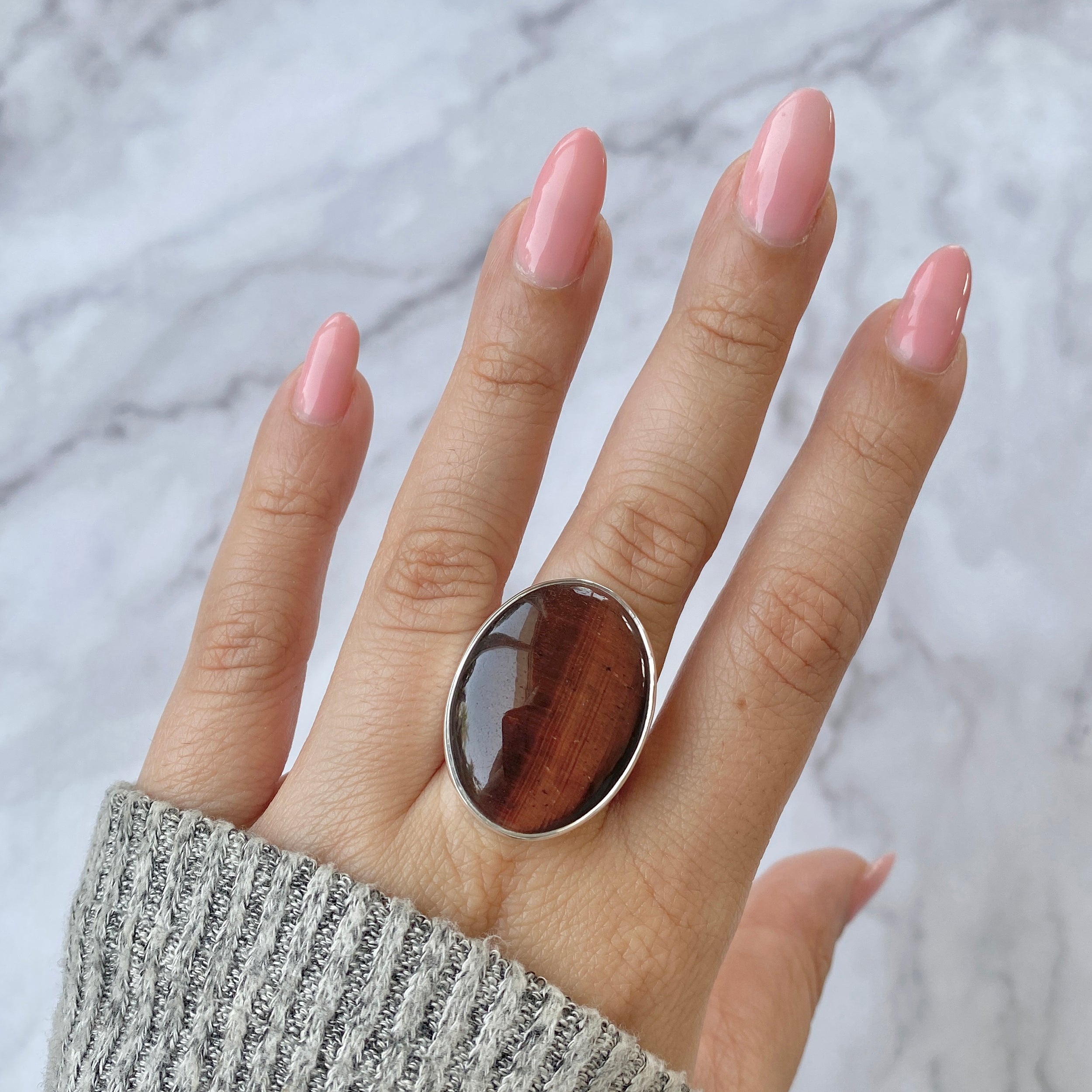 Premium Red Tiger Eye Adjustable Ring - Bold & Authentic