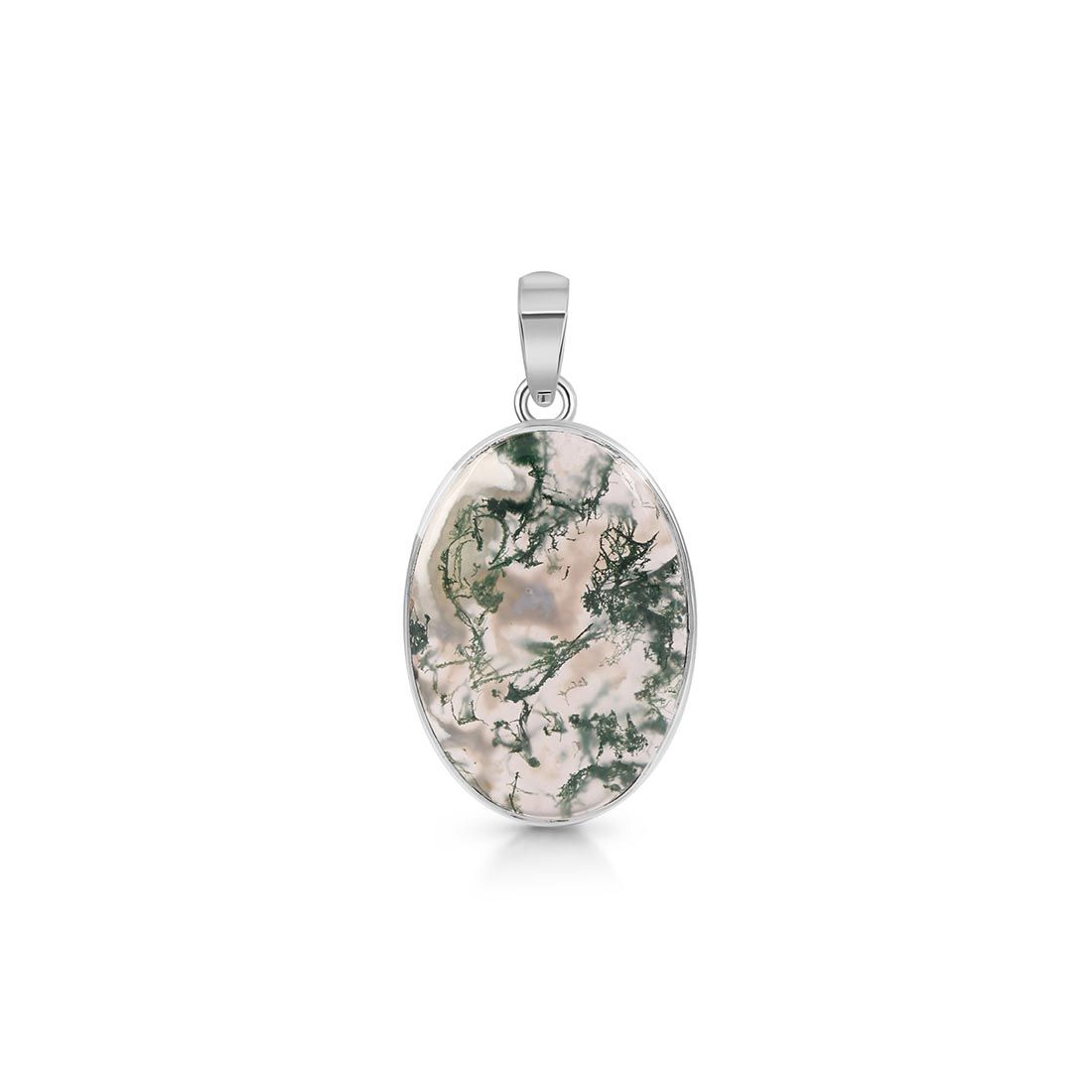 Premium Moss Agate Pendant - Elegant 925 Sterling Silver Jewelry (MOA-P-22)