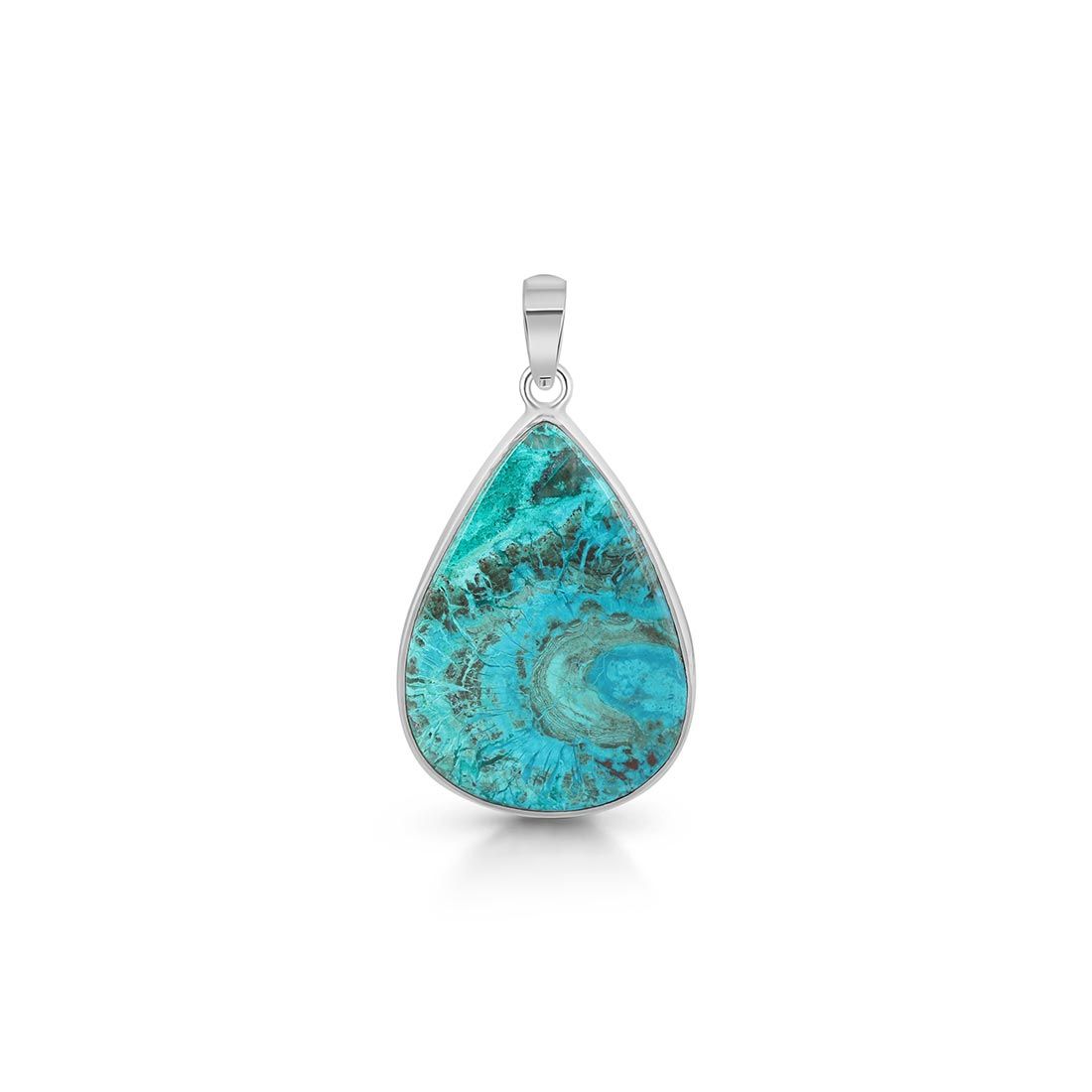 Premium Shattuckite Statement Pendant - Elegant 925 Sterling Silver Jewelry