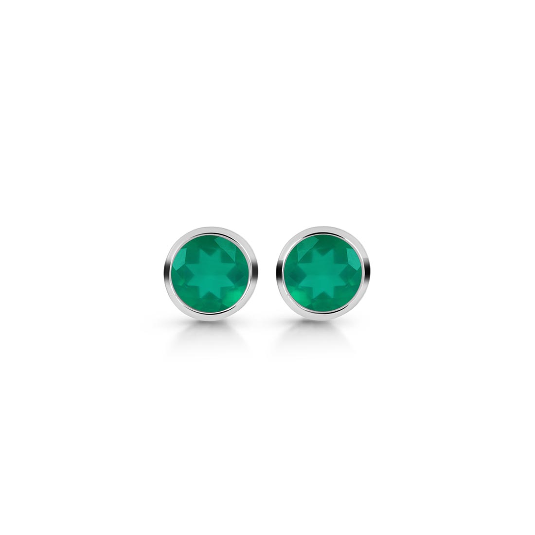 Premium Green Onyx Stud Earrings - Elegant Silver Jewelry (GRO-SE-1425)