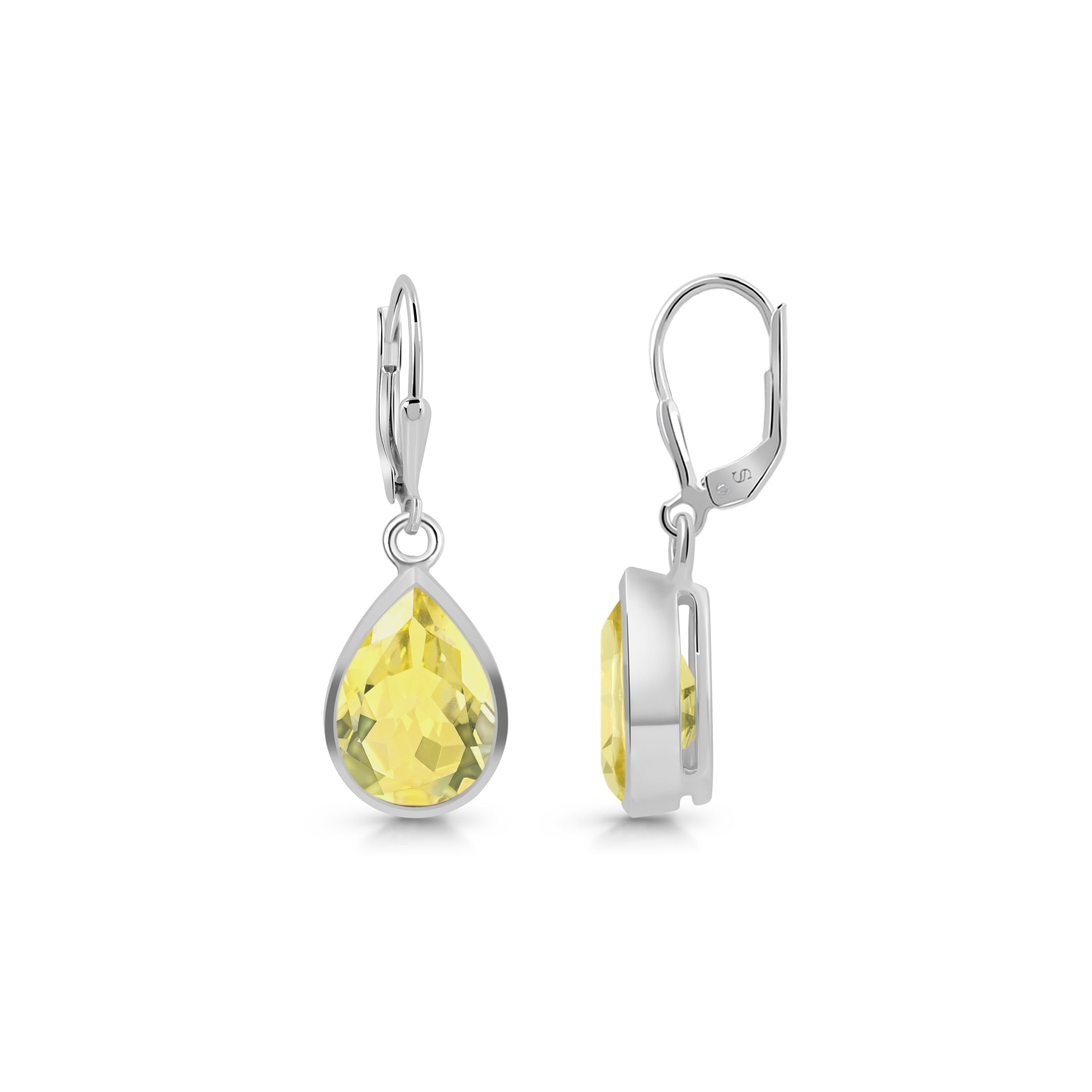 Premium Lemon Quartz Leverback Earrings - LEM-SE-725