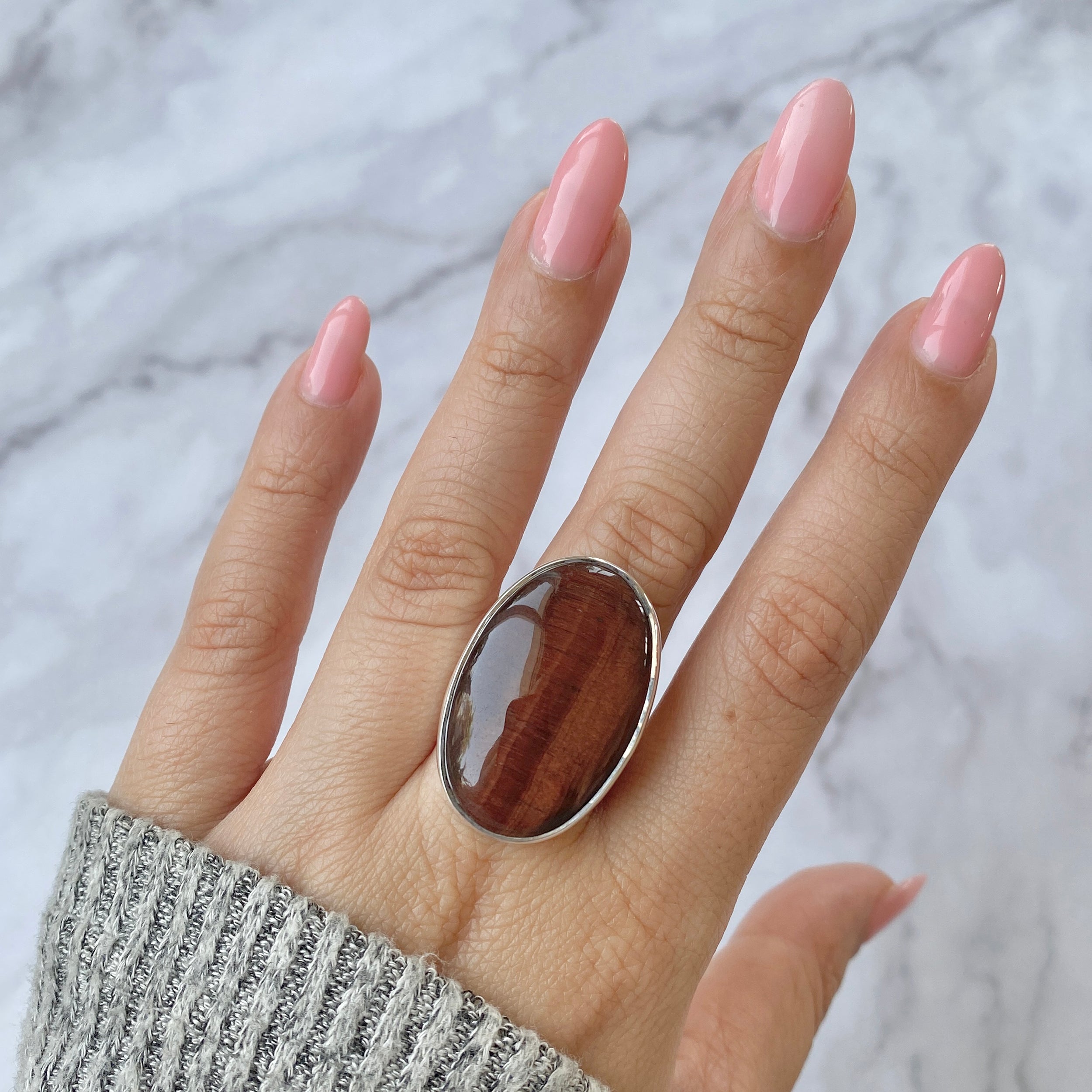 Premium Red Tiger Eye Adjustable Ring - Bold Statement Jewelry