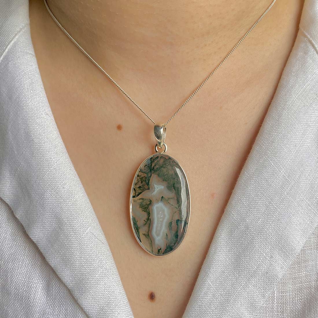 Premium Moss Agate Pendant - Ultimate Elegance (MOA-P-11)