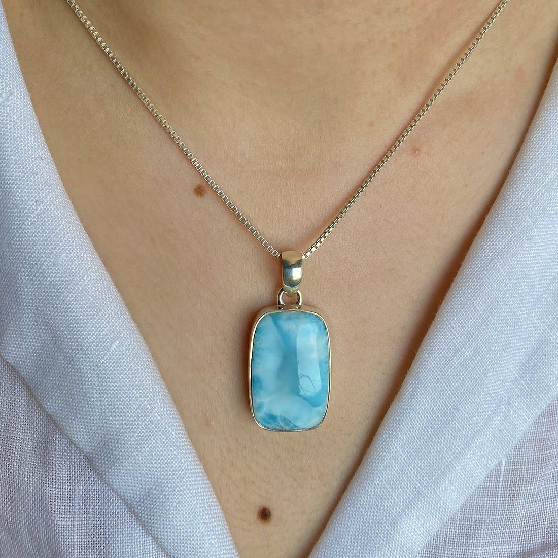 Premium Larimar Healing Pendant - LAR-P-29