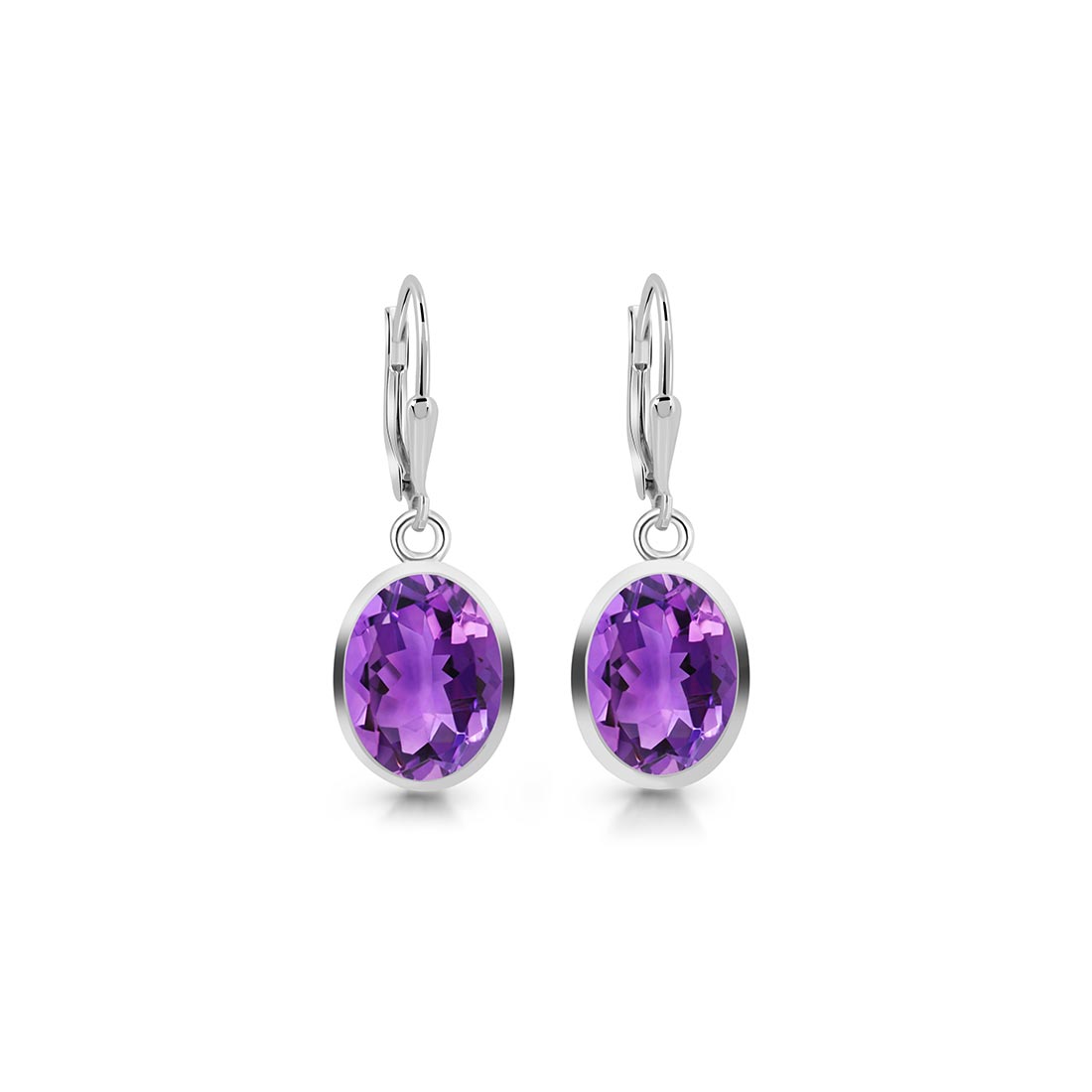 Premium Amethyst Leverback Earrings - Elegant Purple Gemstone Jewelry (AMT-SE-709)