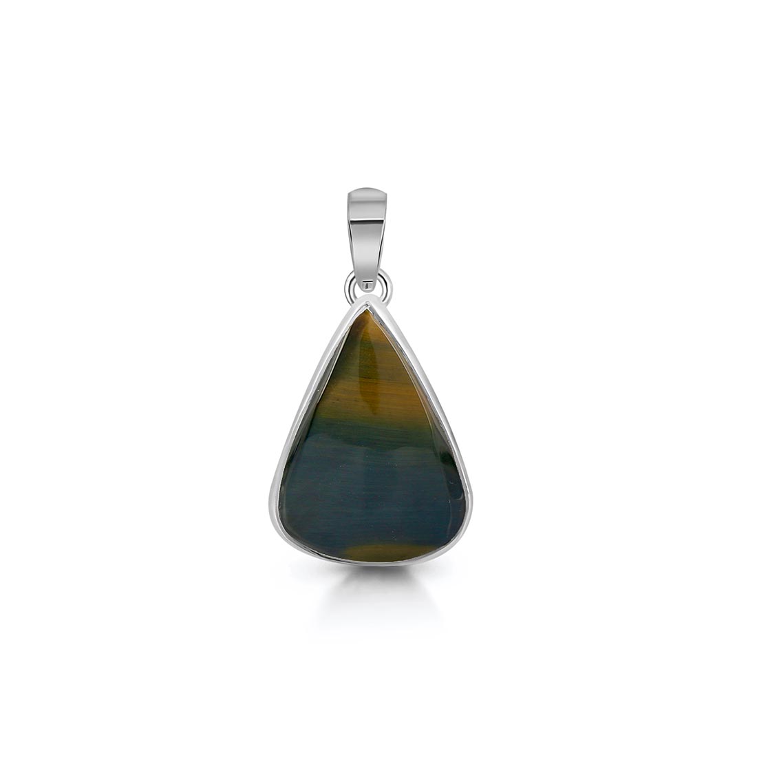 Premium Blue Tiger Eye Pendant - 925 Sterling Silver (BTE-P-25)