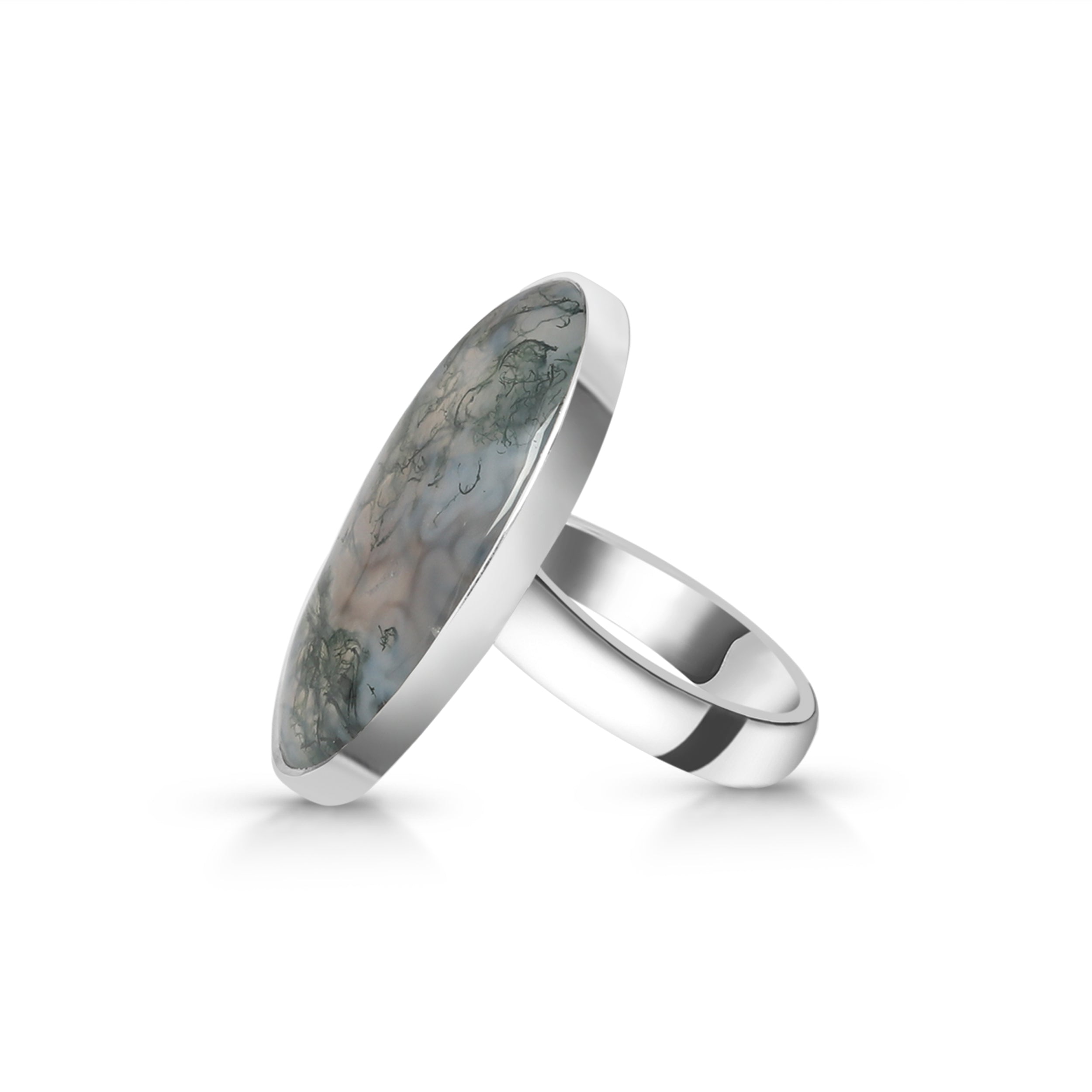 Premium Moss Agate Adjustable Ring - Elegant Statement Jewelry