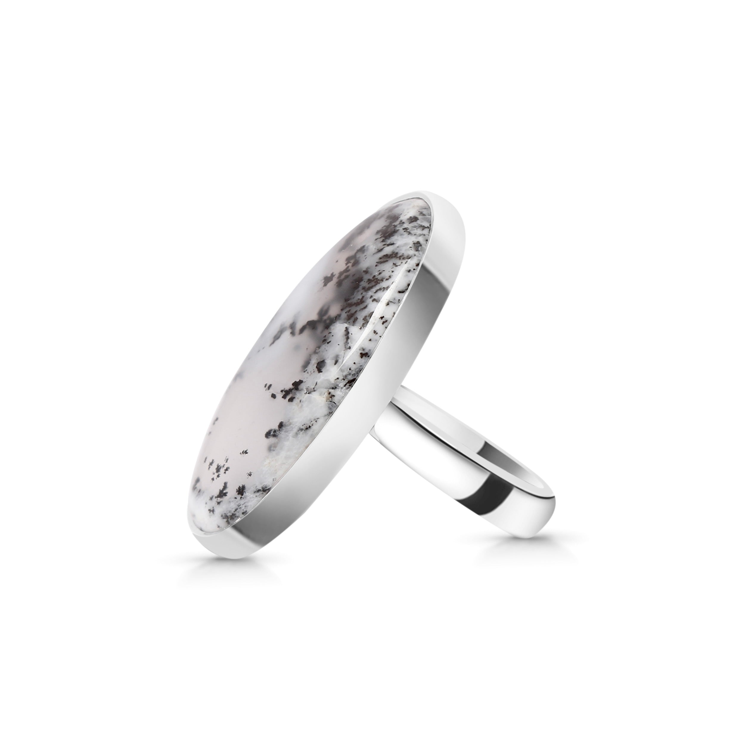 Premium Dendritic Agate Adjustable Ring - Elegant Statement Jewelry (DDA-R-29)