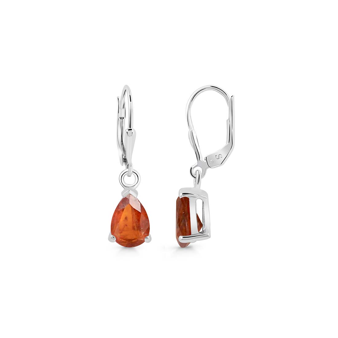 Premium Orange Kyanite Leverback Earrings - Elegant Pear-Cut Design