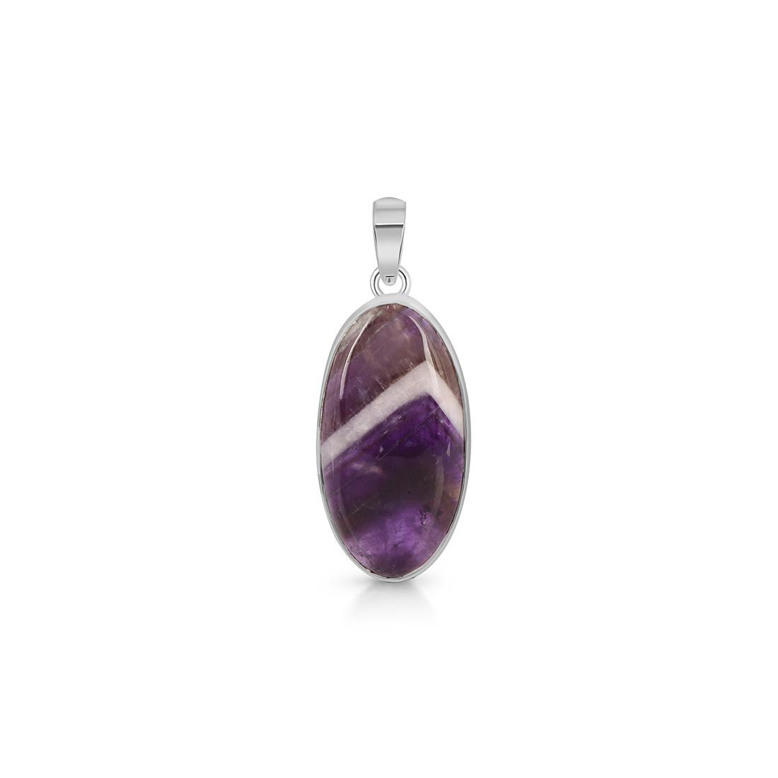 Premium Amethyst Lace Agate Pendant - Elegant Sterling Silver Jewelry