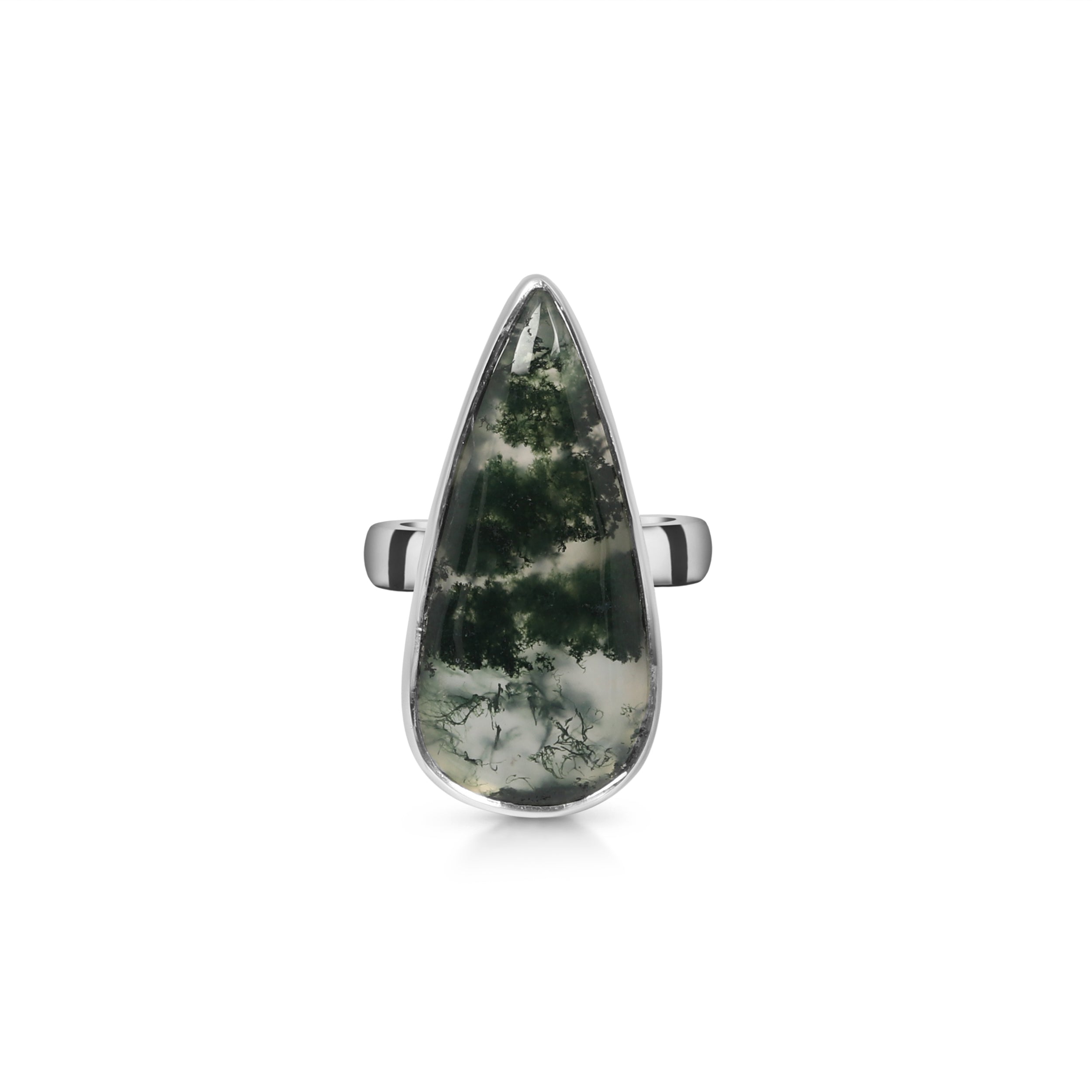 Premium Moss Agate Adjustable Ring - Elegant Statement Jewelry