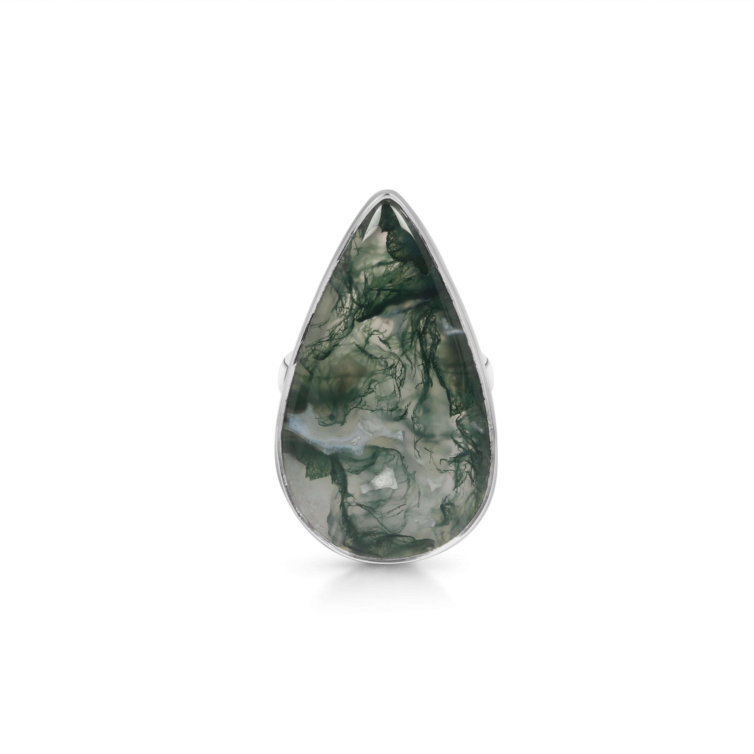 Premium Moss Agate Adjustable Ring - Elegant Statement Jewelry