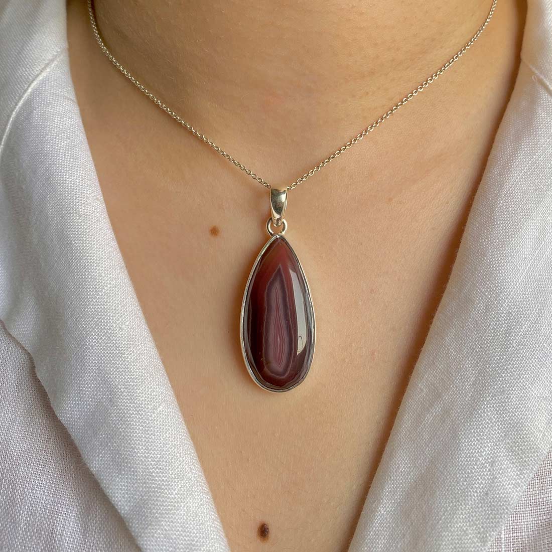 Premium Botswana Agate Statement Pendant - Sterling Silver (RBA-P-17)