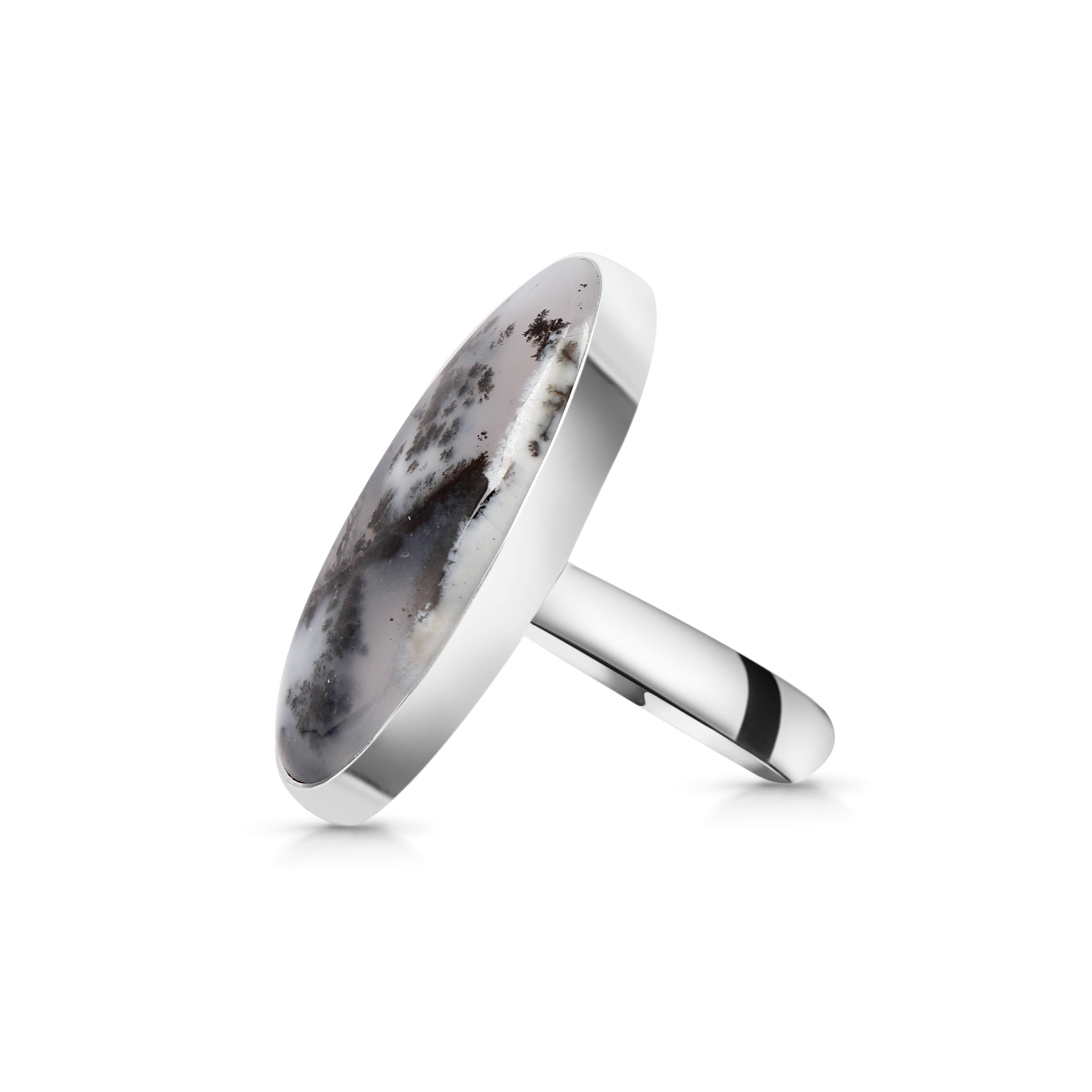 Premium Dendritic Agate Adjustable Ring - Ultimate Elegance (DDA-R-13)