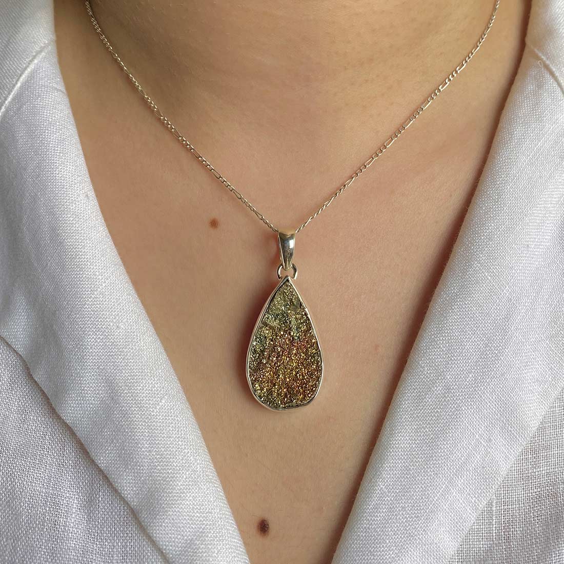 Premium Spectropyrite Druzy Pendant - Ultimate Elegance