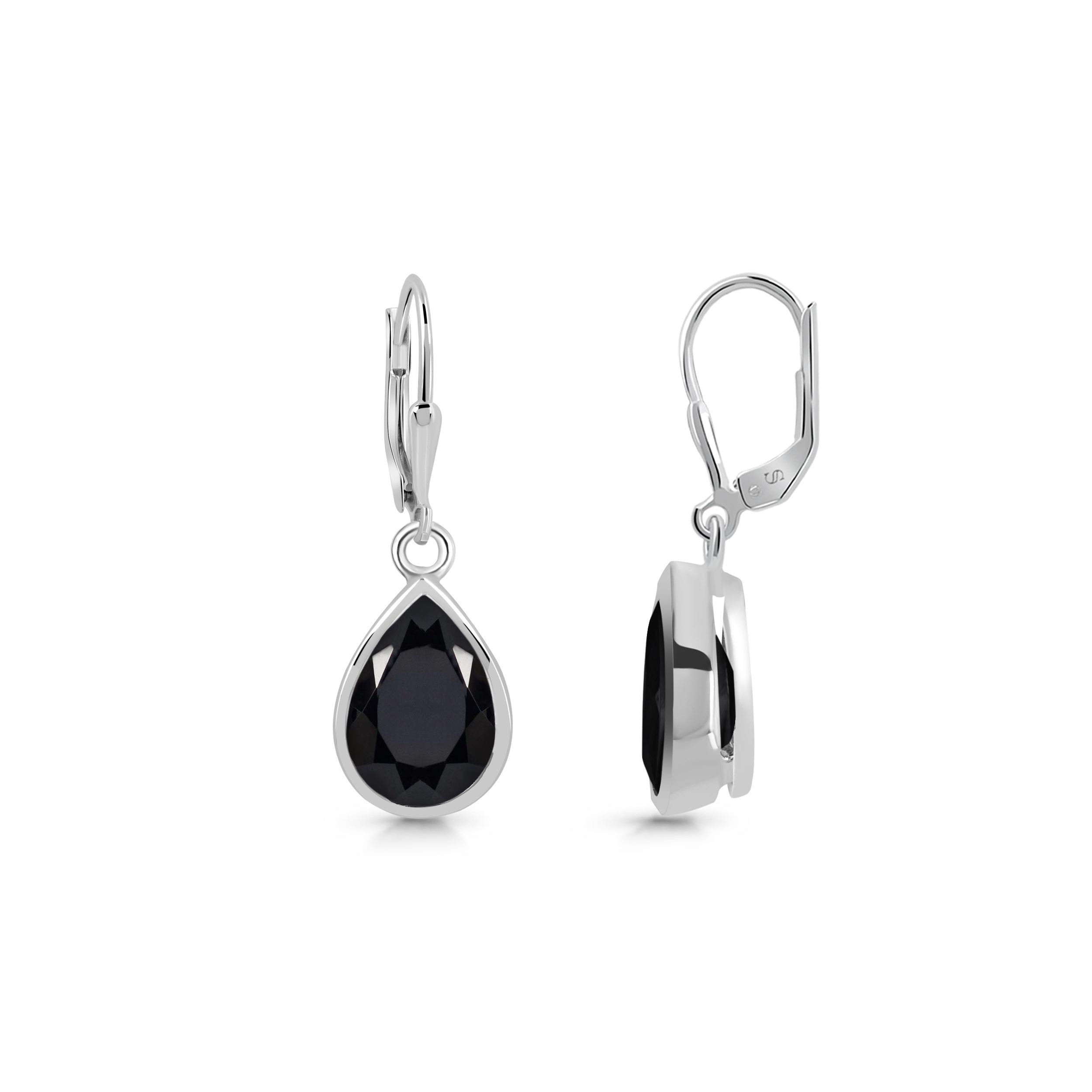 Premium Black Tourmaline Leverback Earrings - Elegant & Protective