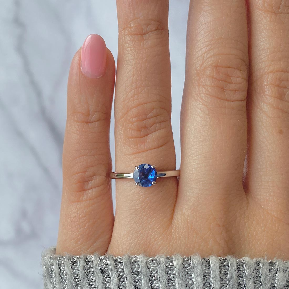 Premium Dainty Blue Kyanite Ring - Elegant 925 Sterling Silver Jewelry