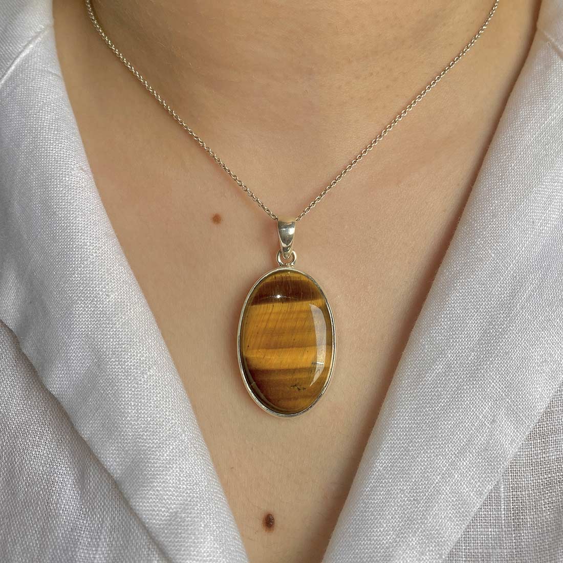 Premium Tiger Eye Pendant - Elegant 925 Sterling Silver Jewelry (TGE-P-17)