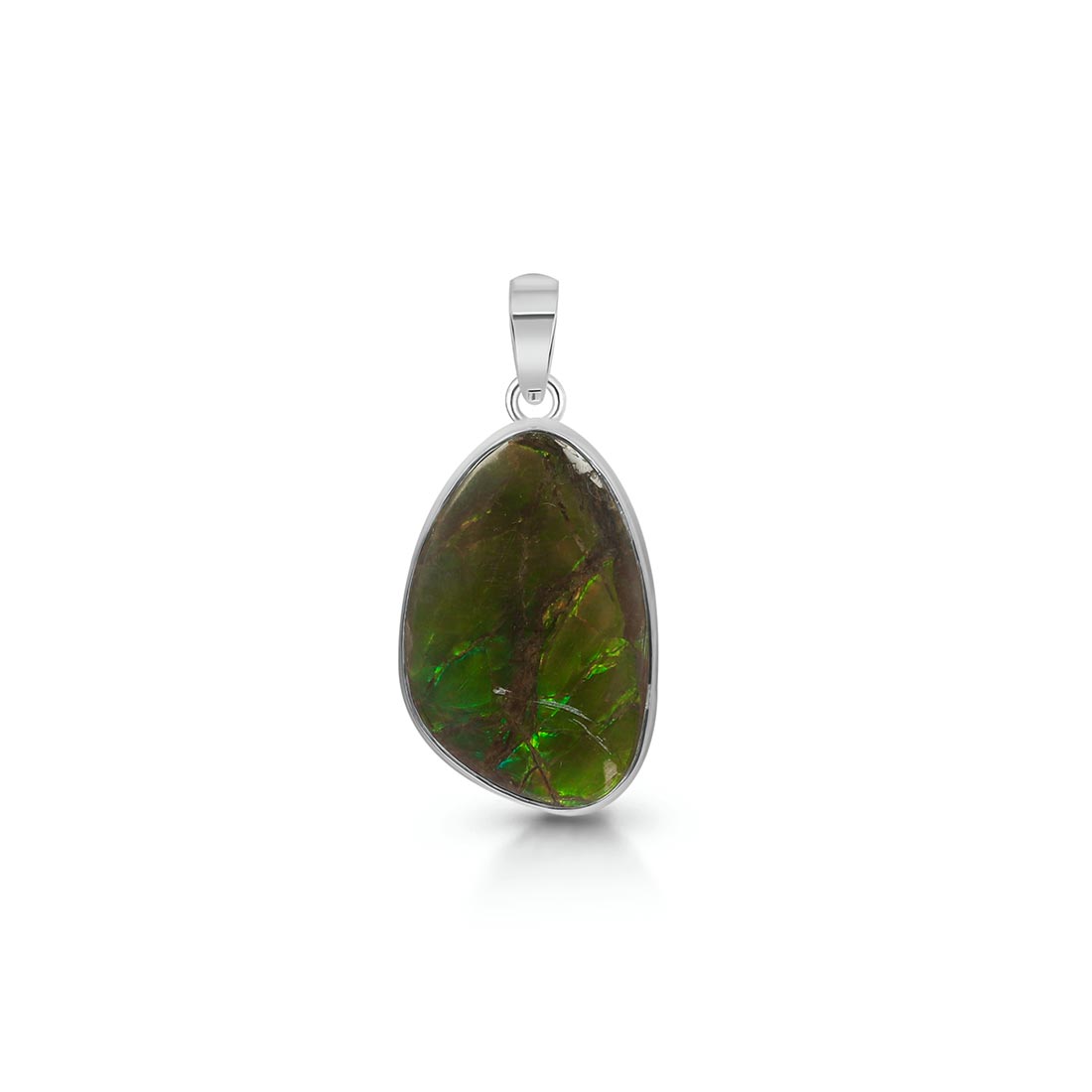 Premium Ammolite Pendant - Elegant Statement Jewelry (AML-P-18)