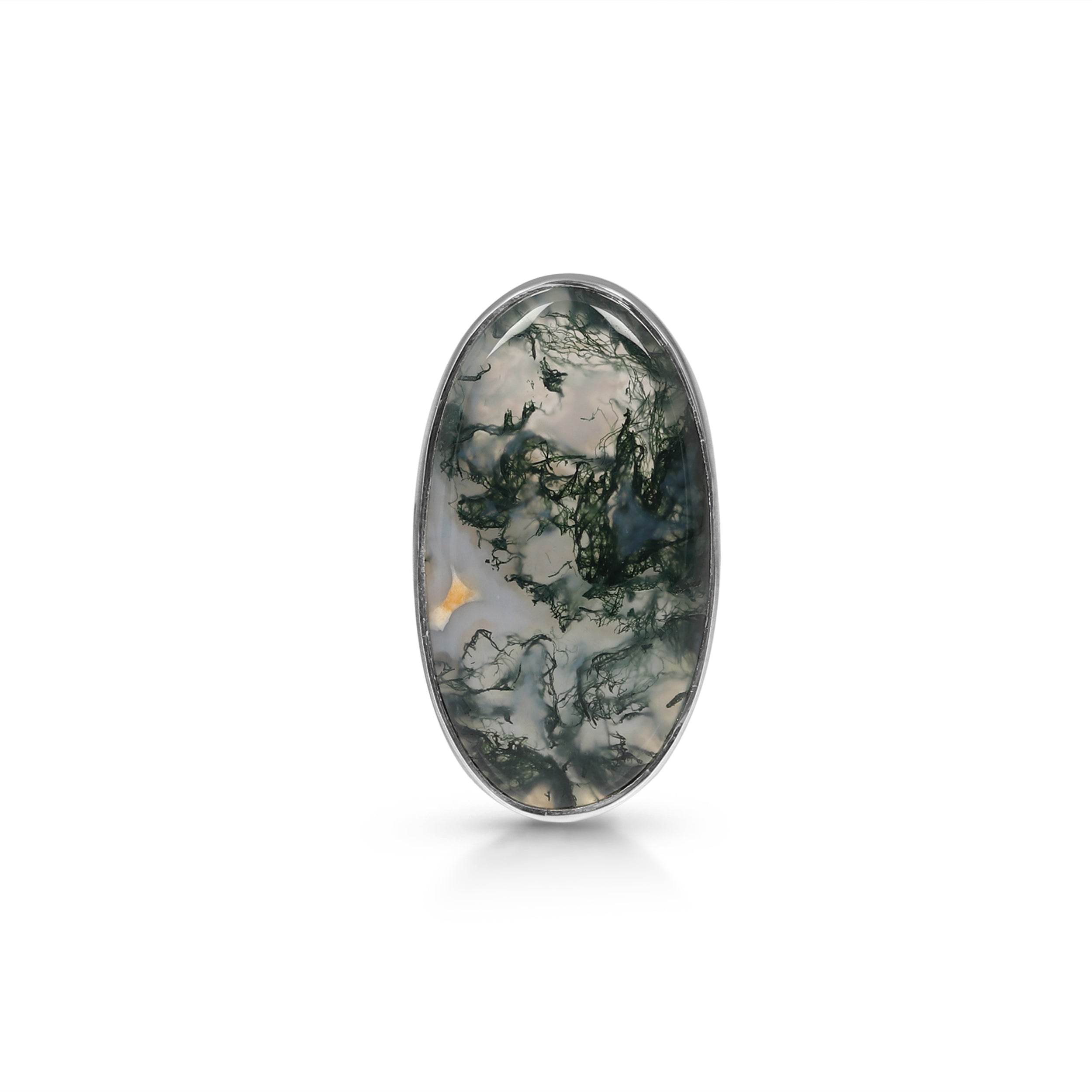 Premium Moss Agate Adjustable Ring - Elegant Statement Jewelry (MOA-R-8)