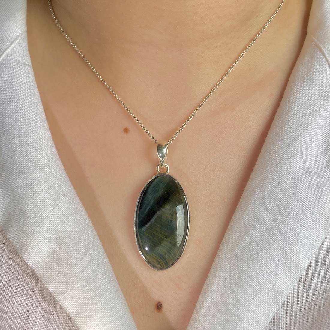 Premium Blue Tiger Eye Pendant - Ultimate Statement Jewelry