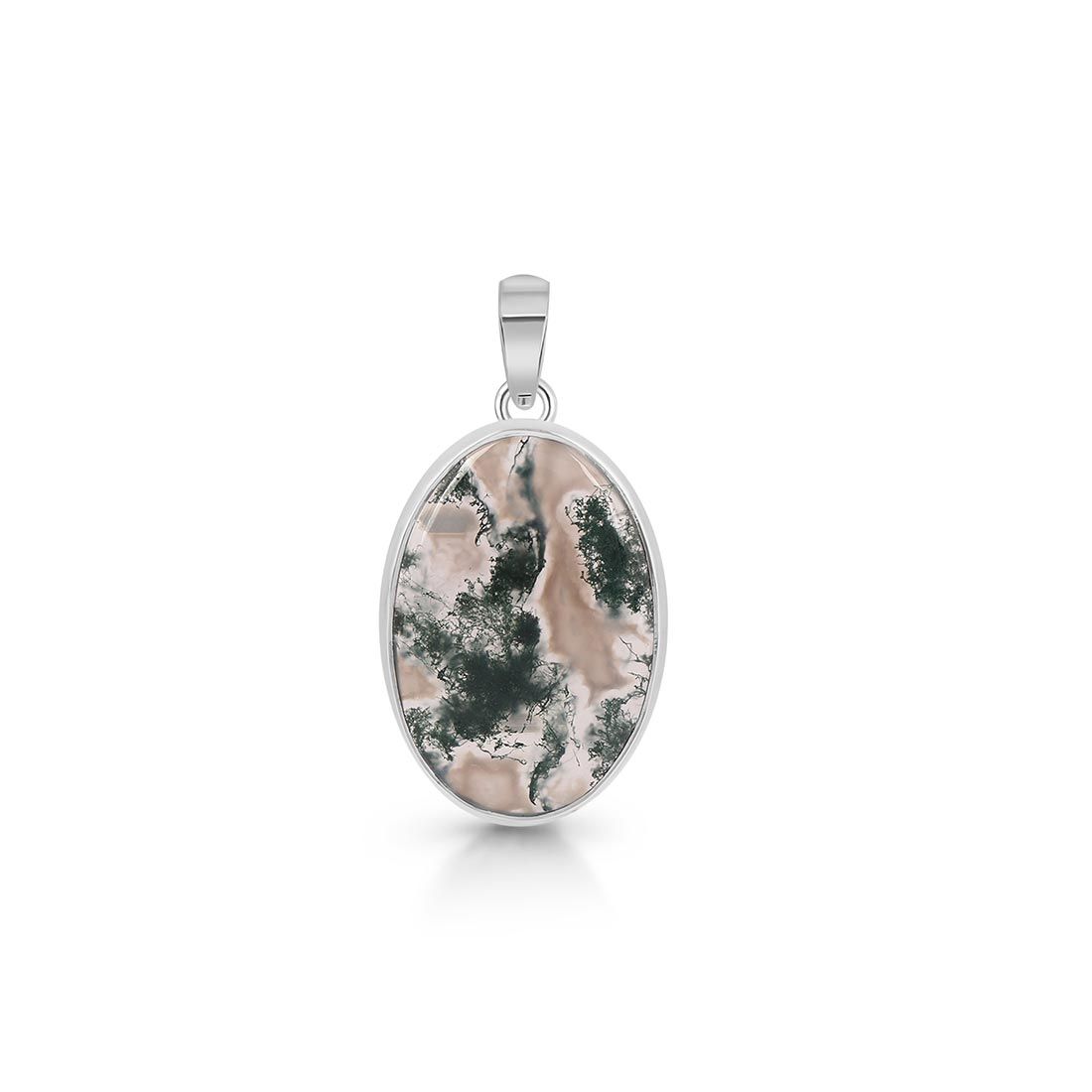 Premium Moss Agate Pendant - Elegant 925 Sterling Silver (MOA-P-31)