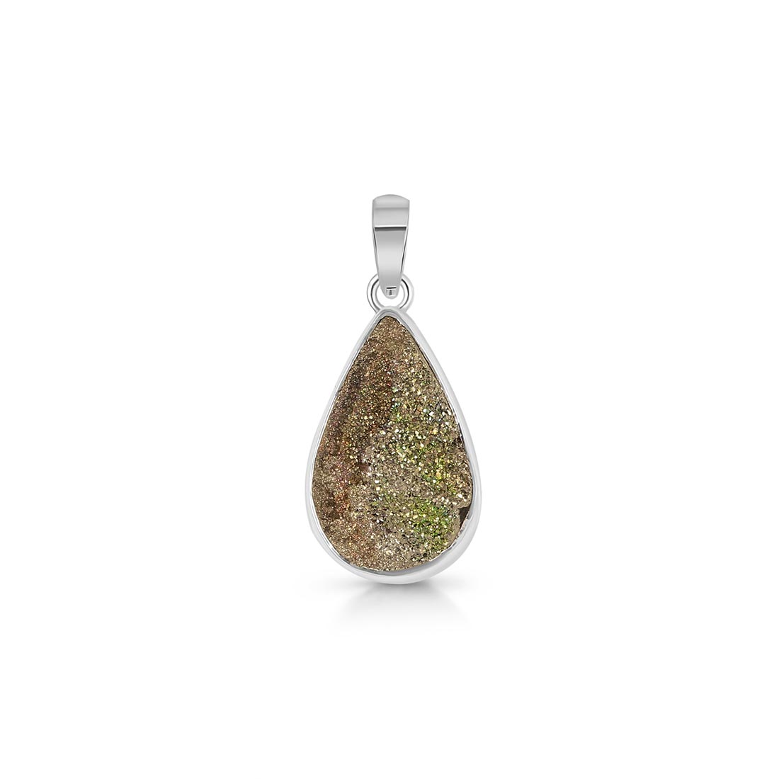 Premium Spectropyrite Druzy Pendant - Elegant Statement Jewelry (SPD-P-11)