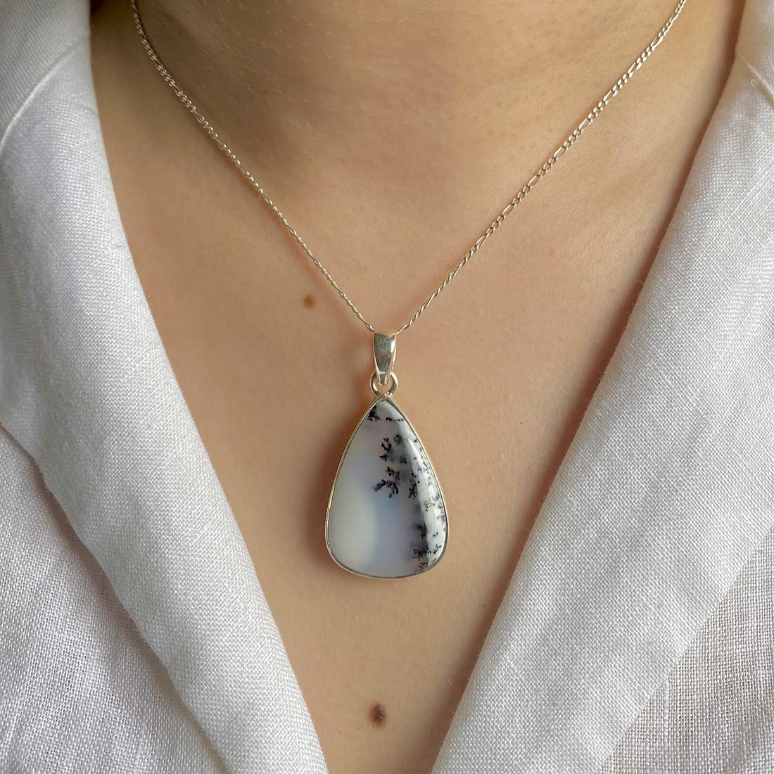 Premium Dendritic Agate Silver Pendant - DDA-P-7