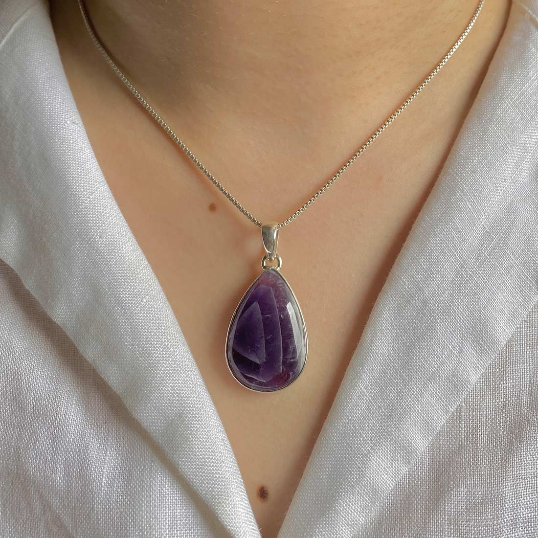 Premium Amethyst Lace Agate Pendant - Sterling Silver Jewelry