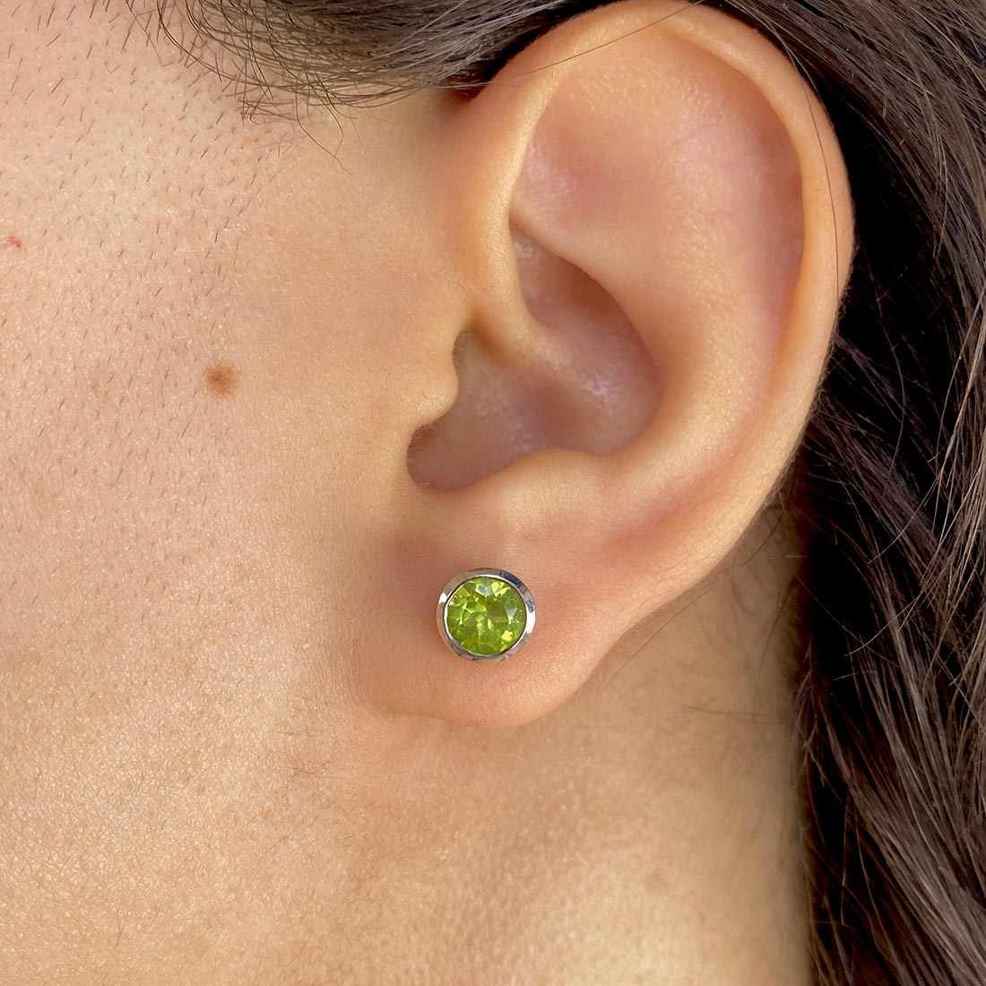 Premium Dainty Peridot Stud Earrings - Elegant Green Gemstone Jewelry