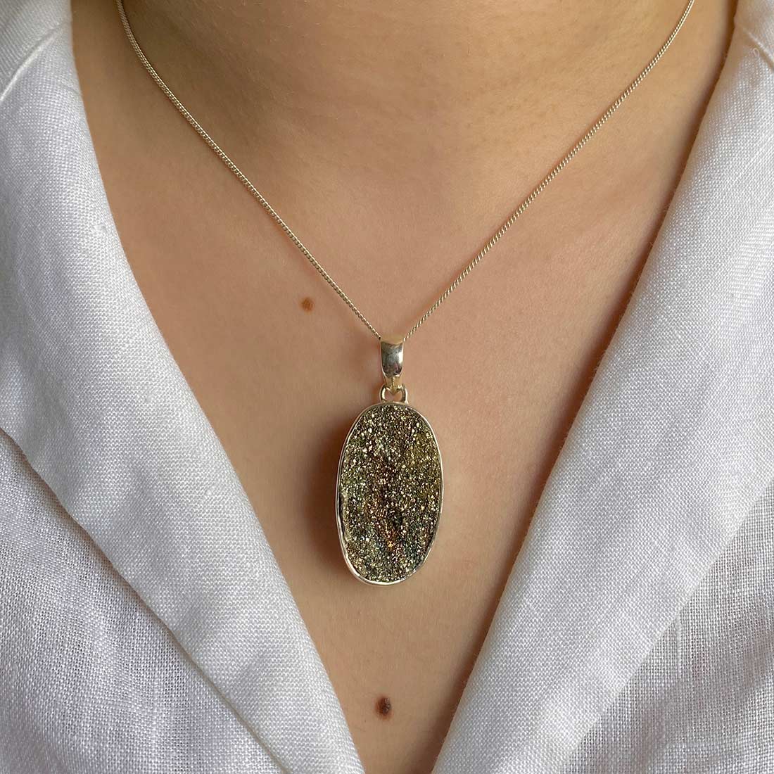 Premium Spectropyrite Druzy Pendant - Ultimate Style & Elegance