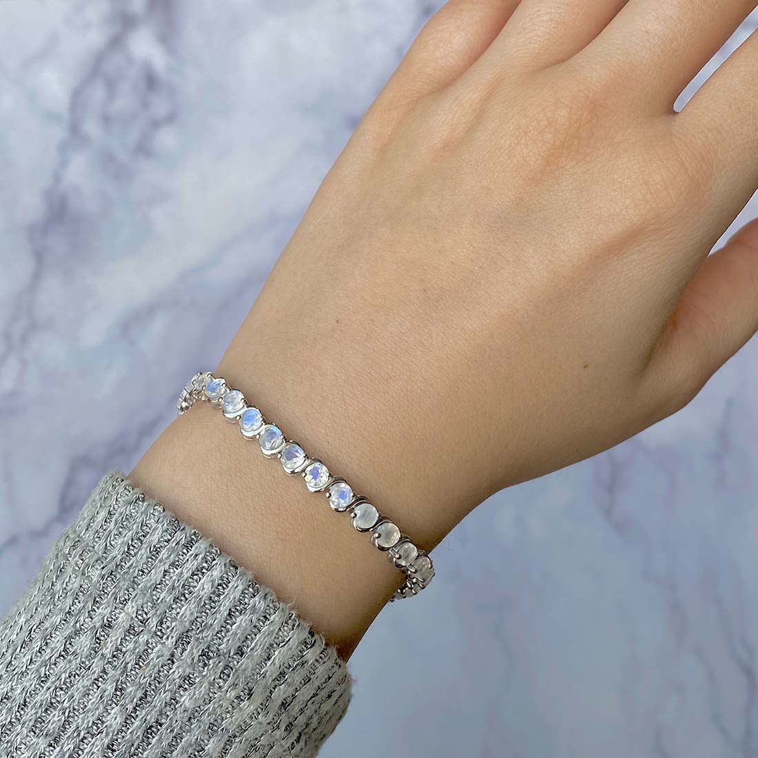 Premium Moonstone Bracelet - Elegant Silver Jewelry (RBM-SB-173)