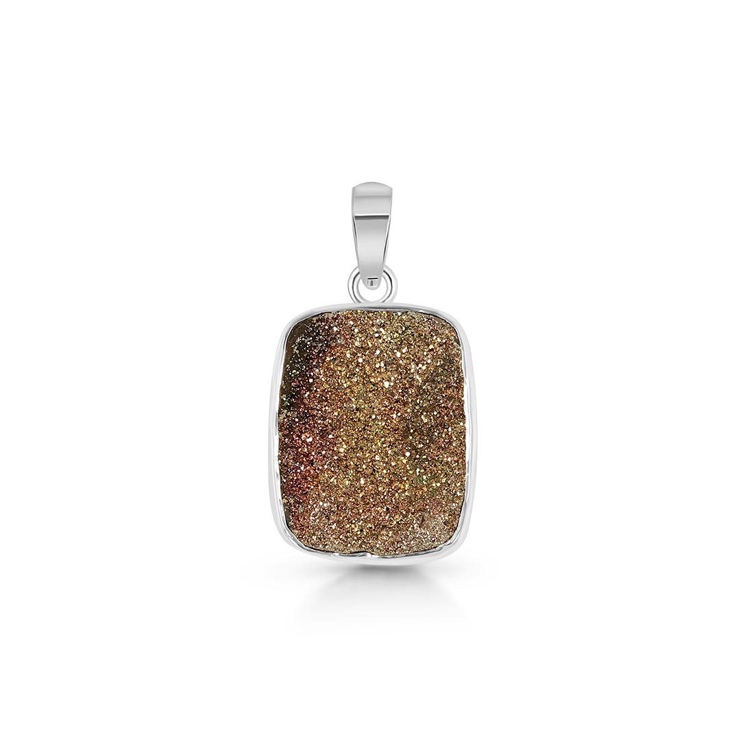 Premium Spectropyrite Druzy Pendant - Elegant Statement Jewelry (SPD-P-17)